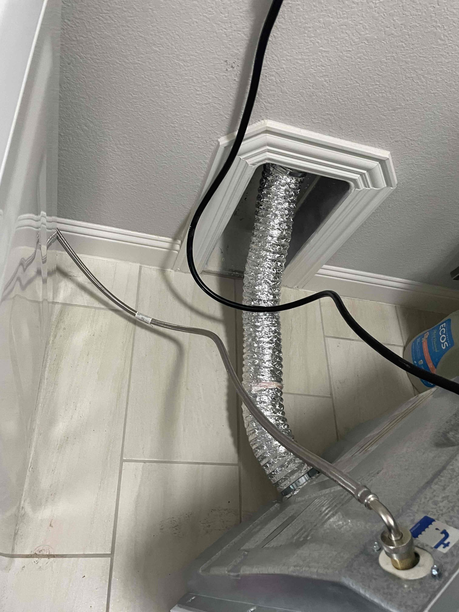 Performed dryer vent cleaning. Roof vent was extremely dirty and blocked up with only a very small hole for air to escape. Showed homeowner everything I managed to pull out of vent and advised more frequent dryer vent cleaning. 