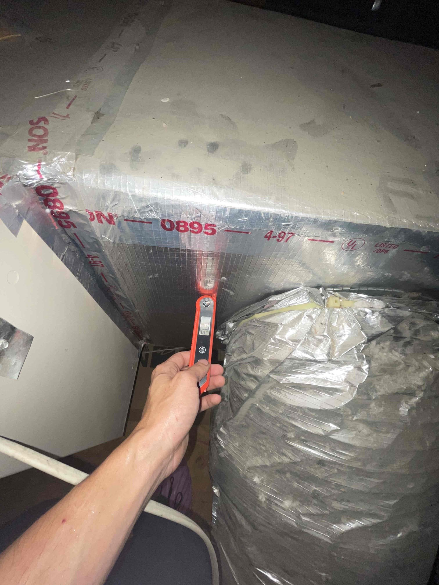 Allen, TX - Arrived on site, found capacitor bloated and rusted. Measured capacitance and found none. This confirms capacitor is entirely failed and must be replaced for unit for function. Outdoor high voltage whip has a large hole in it and wire jackets are beginning to take damage from the sun. Outdoor coils are completely blanketed. This restricts airflow and produces a lot of stress on the refrigerant cycle. Homeowner approved capacitor replacement and outdoor chemical cleaning. Performed capacitor installation and condenser chemical cleaning. Homeowner stated inspector found that there was no sediment trap on the gas line. Provided estimates for all of the above issues. Measured 20 degree split from supply to return. System running upon departure.