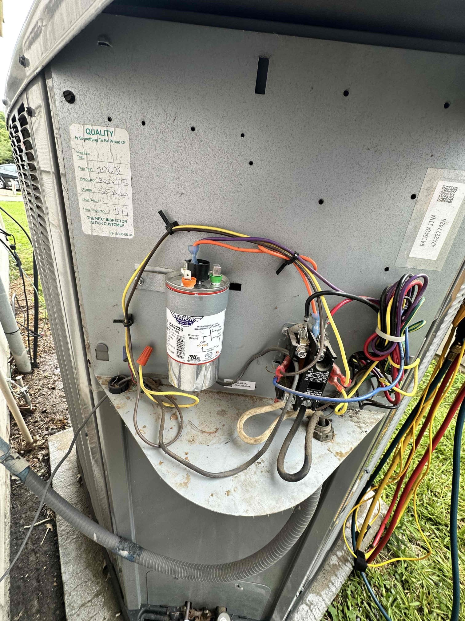 Allen, TX - I found capacitor was dead not allowing the compressor to start. We replaced and ensured the system began to cool again. With the customer doing a compressor replacement yesterday, we replaced the capacitor complimentary.