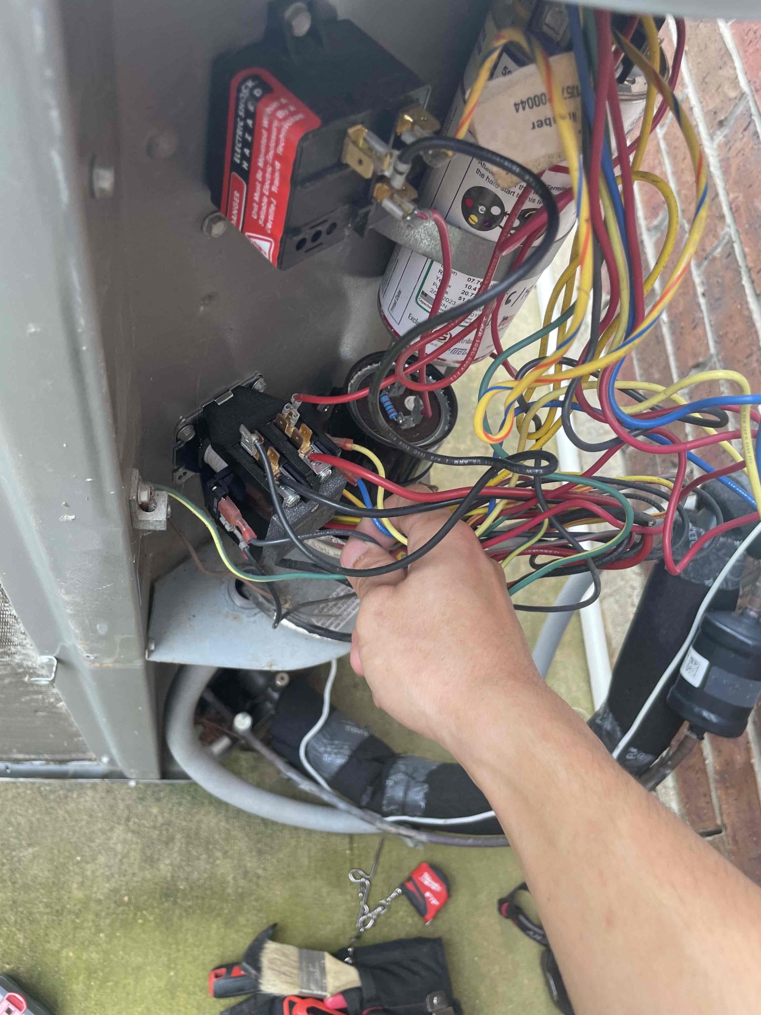 Performed drain line unclogging by blowing out with nitrogen and vacuuming p trap. Performed condenser chemical cleaning by disassembling outdoor unit, treating with chemical and rinsing with water to remove all stuck on debris and oxidation. 
