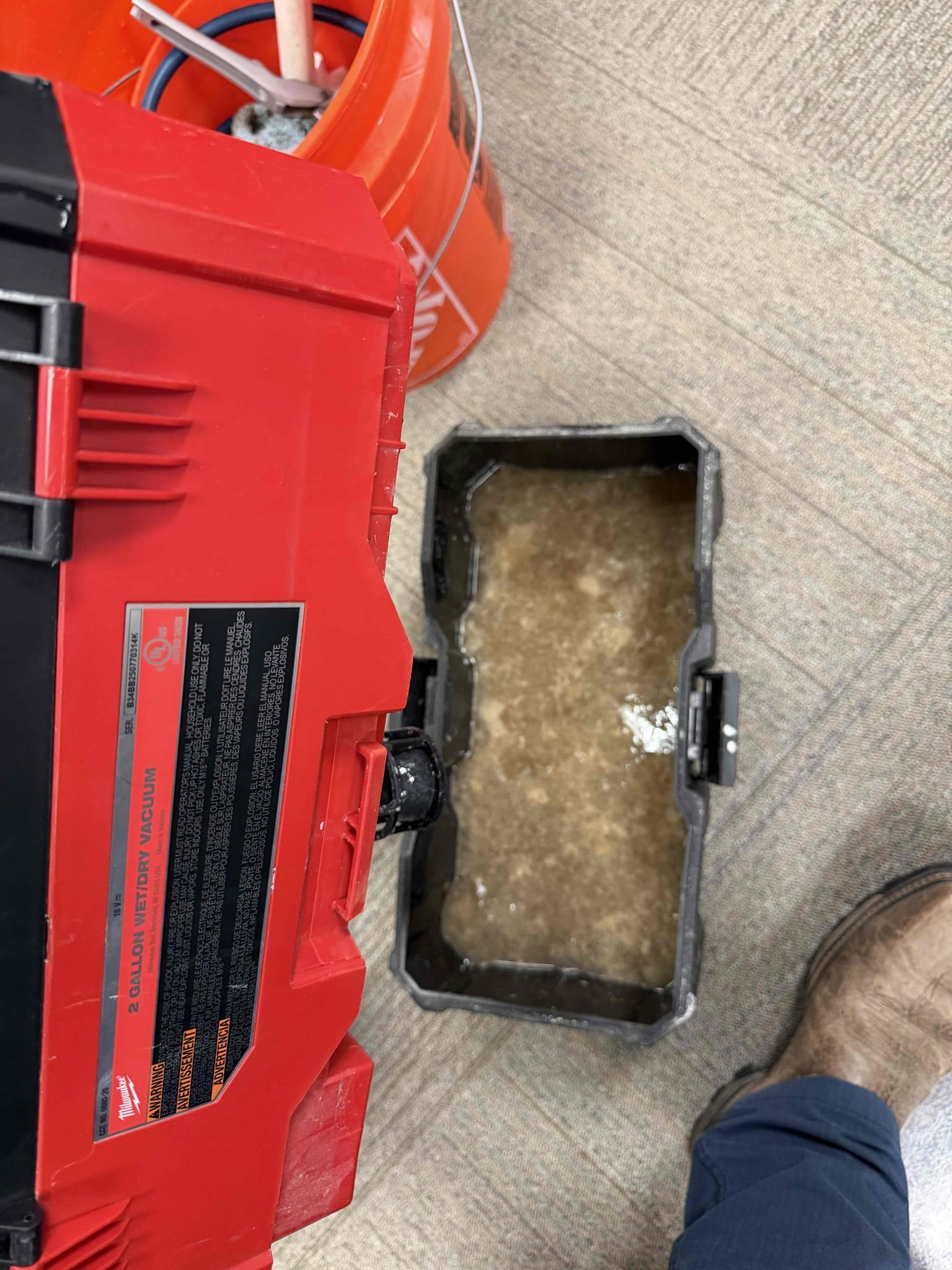 Sherman, TX - The drain was full of zoogloea algae causing water to divert to the emergency drain pan. I received approval to do what I needed to do address the issue with minimal additional water damage. I had to remove 10 gallons of water (2 loads of a 5 gallon bucket) and clear the drain. System is draining and ptrap is primed  upon departure.