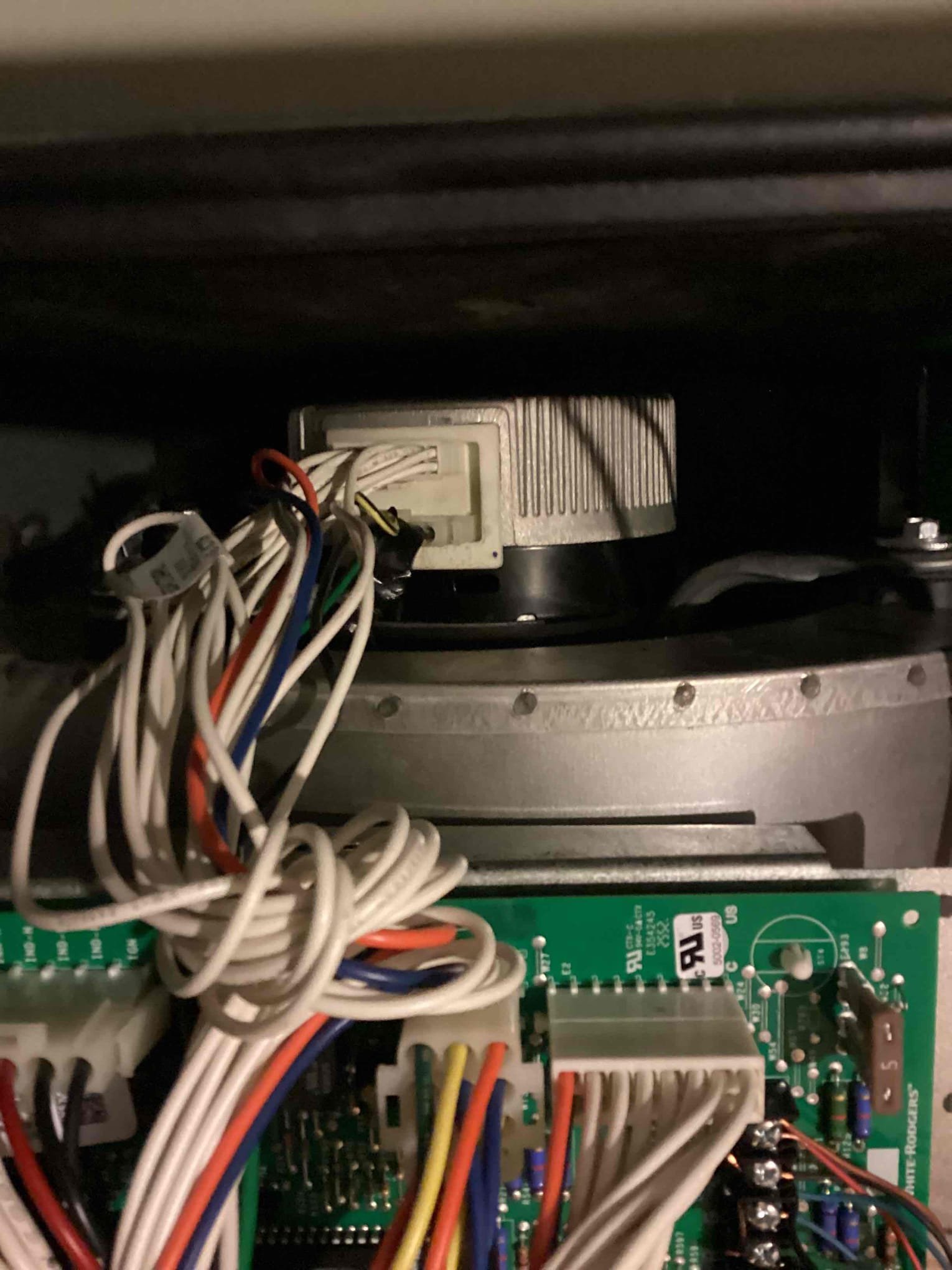 I replaced warranty blower motor and control board. Tested system and system is running properly at this time. Will need to return to warranty (2) 824 thermostats. 