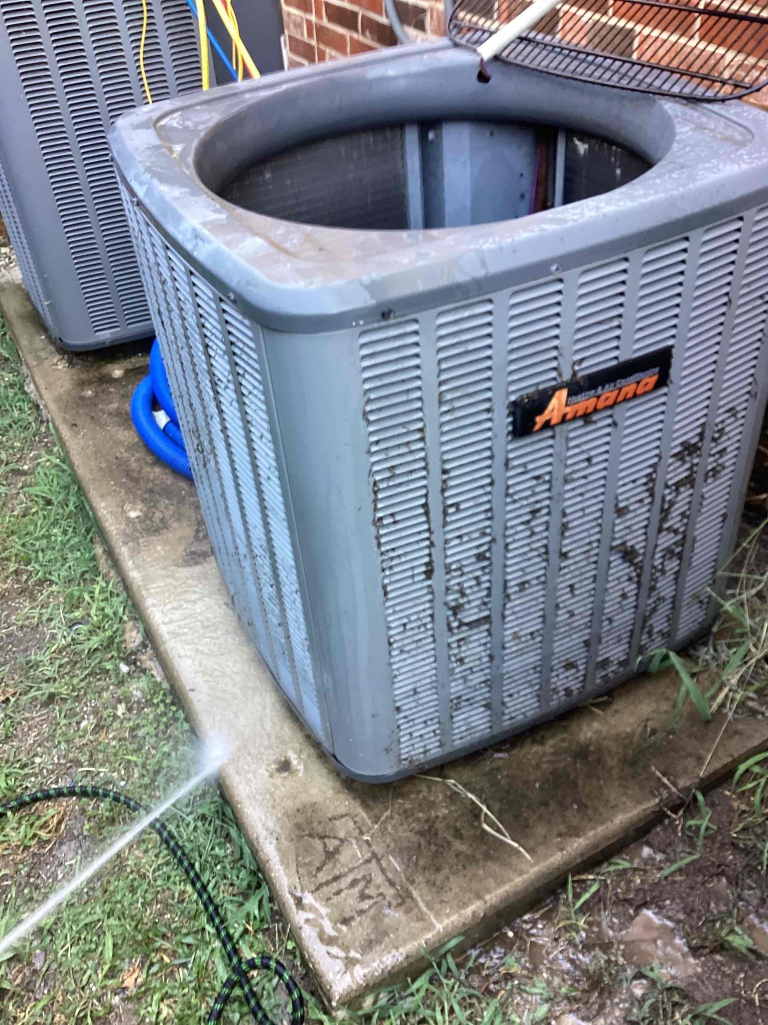 Melissa, TX - Upon arrival I found that outdoor unit was extremely dirty. I should have caught this the first time I was here so I did this for no charge, but I clean the outdoor unit inside out pressures greatly improved tested system and system is running properly at this time.