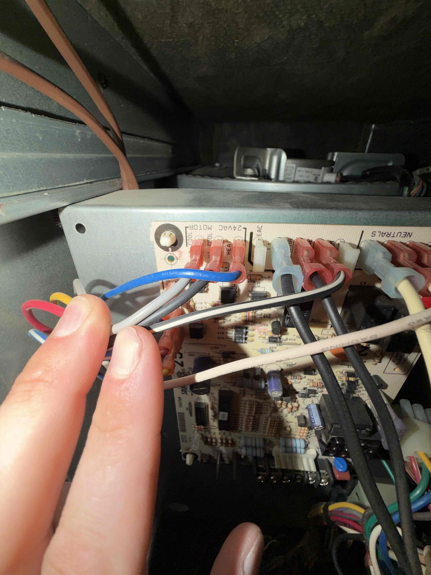 Anna, TX - 7/15/2026
I returned to install the new control board. I tested and cycled the system a couple times to verify it was going to perform correctly. I did not observe any arcing on the new control board. The old control board arced when inserting the 3 amp fuse. I could not replicate after the first occurrence. Also, I showed the client how to operate her new thermostat. 

Cause for replacement: intermittent failure causing the system to lose 24v 

Scope of work
1. Access the inside of the furnace 
2. Remove all wiring from the control board 
3. Remove the control board 
4. Mount new control board 
5. Rewire the control board back into the system
6. Test the system to ensure proper operation 