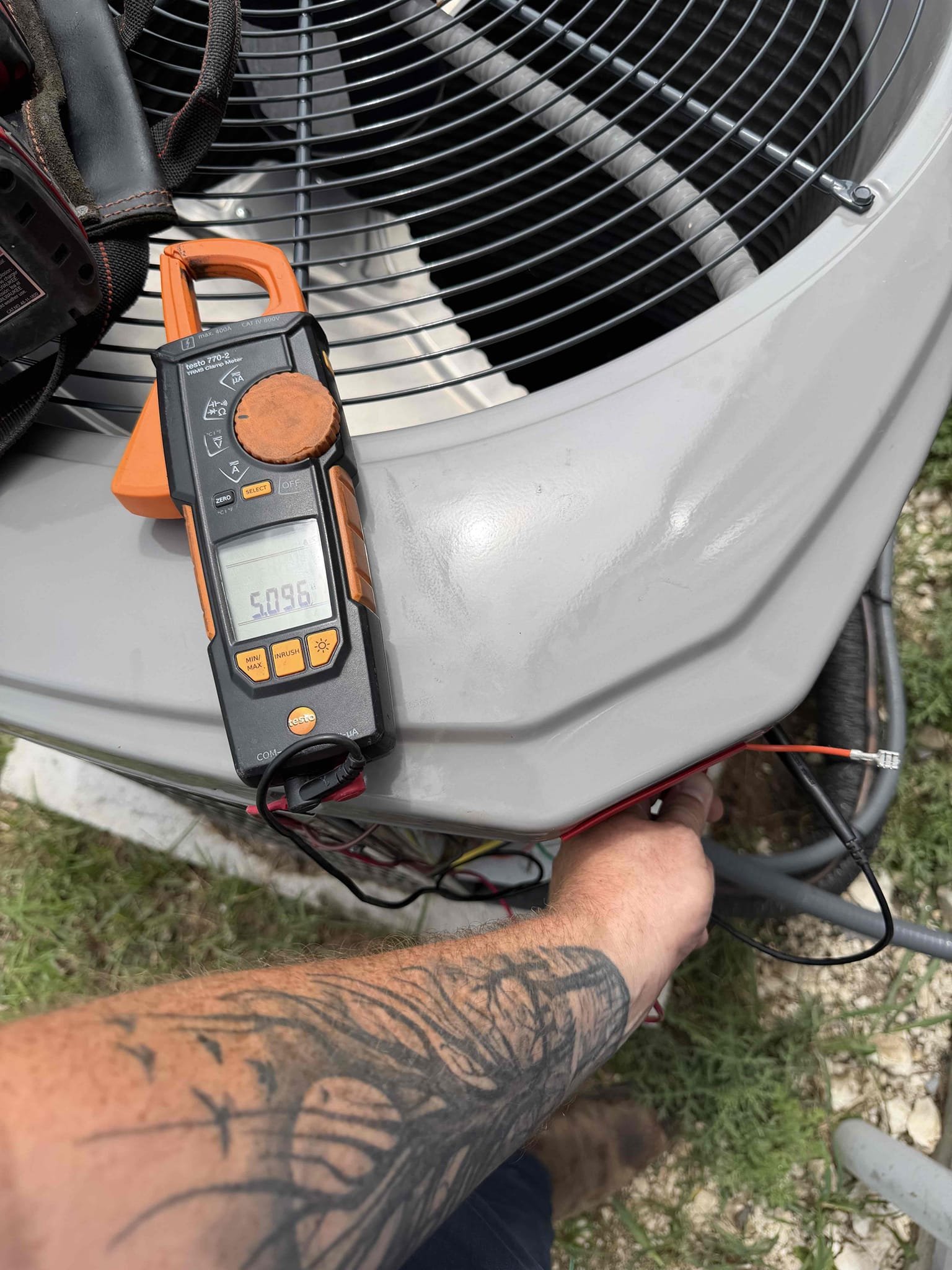 Anna, TX - I performed a single cooling maintenance on an under 1 year old R454B heat pump. I checked amps, capacitor, filter cleanliness, drains, electrical, and safeties. After speaking with Nick, I discovered that the system currently is not actively running. I found it set to heat 61 and I returned it to that when I was done. The system is fully functional and cooling well. After I checked the system, I rinsed the outdoor unit. The system was set back to not run upon departure. 