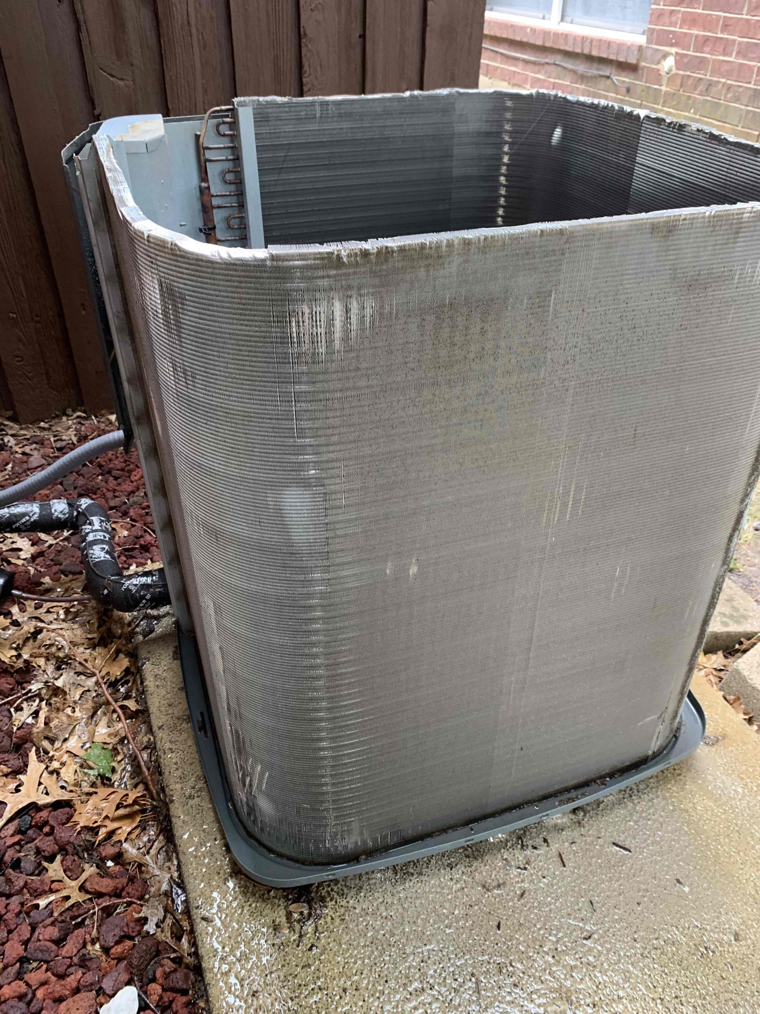 Allen, TX - 2 system AC maintenance. Replaced filter provided by customer. Checked amp draw on blower motors. Checked operation of drain lines and treated them with drain solution. Drain pan for upstairs system is rusted and should be replaced as soon as possible. Upstairs system does not have safety float switch, recommend adding one to prevent water from overflowing and causing ceiling damage. Measured temperature drop across system, getting 19-20° for both units. Measured amp draw on compressors and condenser fan motors.  Capacitor for upstairs system is very low and needs to be replaced. Contactors and capacitor for downstairs system are within acceptable tolerance. Cleaned condenser coil for downstairs with water. 

Performed chemical coil cleaning on upstairs system and installed capacitor. Cleared drain line for upstairs system. 