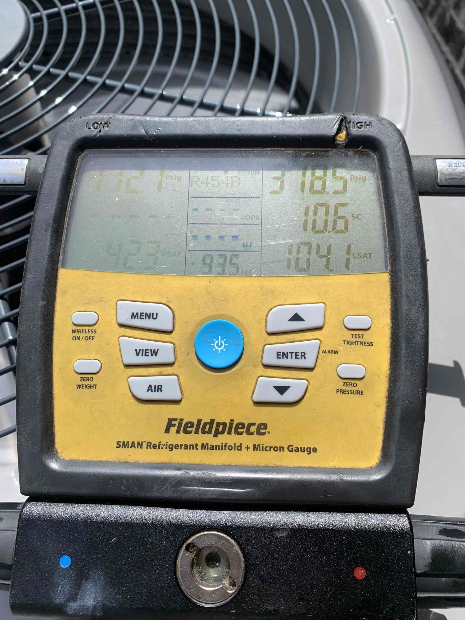 On arrival customer stated that yesterday the system did not seem to be cooling and temperature got up to 76°. He turned it off earlier this morning. Set thermostat to cool and checked operation. Measured temperature drop across system, getting 74° in and 54° out. Poured water down drain line to verify it was clear. Filter was in good condition and nothing was blocking airflow. Checked refrigerant pressures. Subcooling is right where it needs to be and pressures are within acceptable range. Condenser coil is clean and capacitor is good. Unable to find any issues with system. Temperature downstairs went from 74° on arrival down to 70° while checking over system. Customer will let us know if something happens again. System is cooling at this time. 