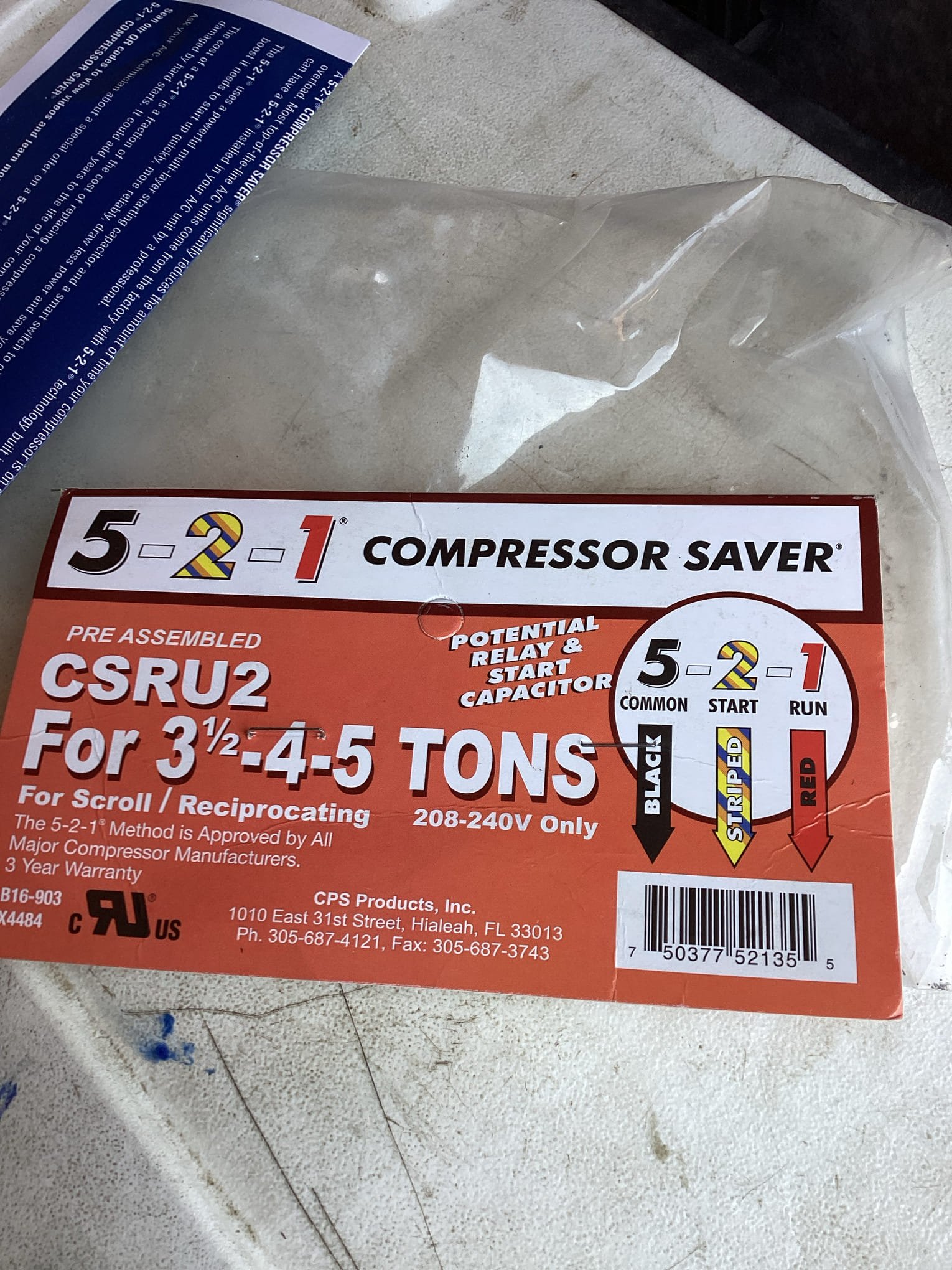 Customer has a failing 40/5 capacitor. This part is needed to start the comoressor and the fan motor. When the charge gets out of the manufacturer specified range, it can begin to damage the compressor and fan motor until it won’t start anymore.

The compressor is starting with a high amp load and will likely damage the windings. Hard start kits are used to lower high start amps.

Replaced Start Capacitor and installed hard start kit. Tested drain line. Drains were clear at this time. Homeowner is aware the condenser needs a chemical cleaning so the system can run efficiently and bring down the humidity in the house.

System is running at this time.