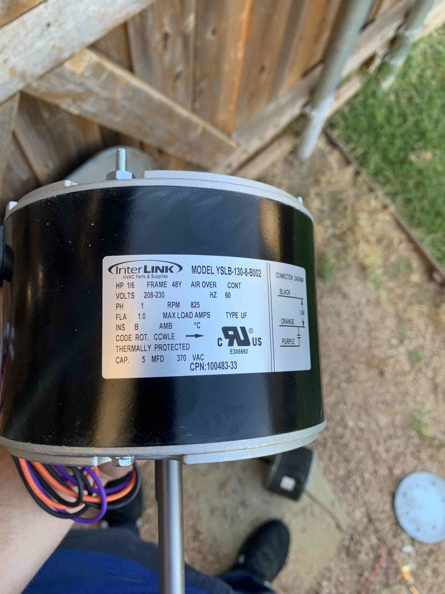 Frisco, TX - Removed old condenser fan motor. Installed new one and tested operation. Measured amp draw on fan motor, it is with it acceptable rage. System is cooling at this time. Condenser coils are very dirty, let customer know and he will call to have summer maintenance scheduled.
