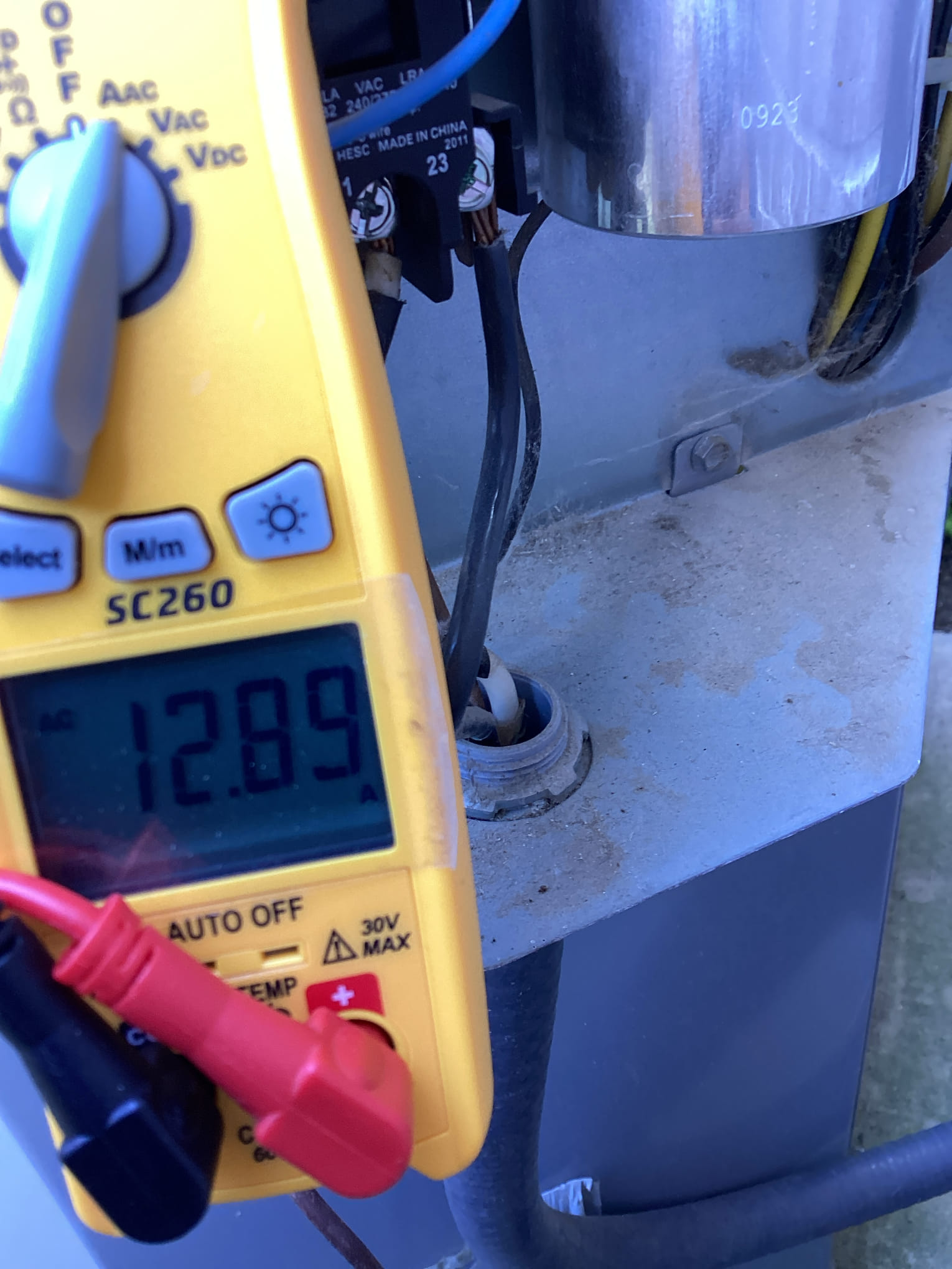 Celina, TX - Performed one system maintenance found that the capacitor at the outdoor unit was running low

Informed homeowner that the capacitor was low, he will wait on this.

System is running properly and drain line was clear