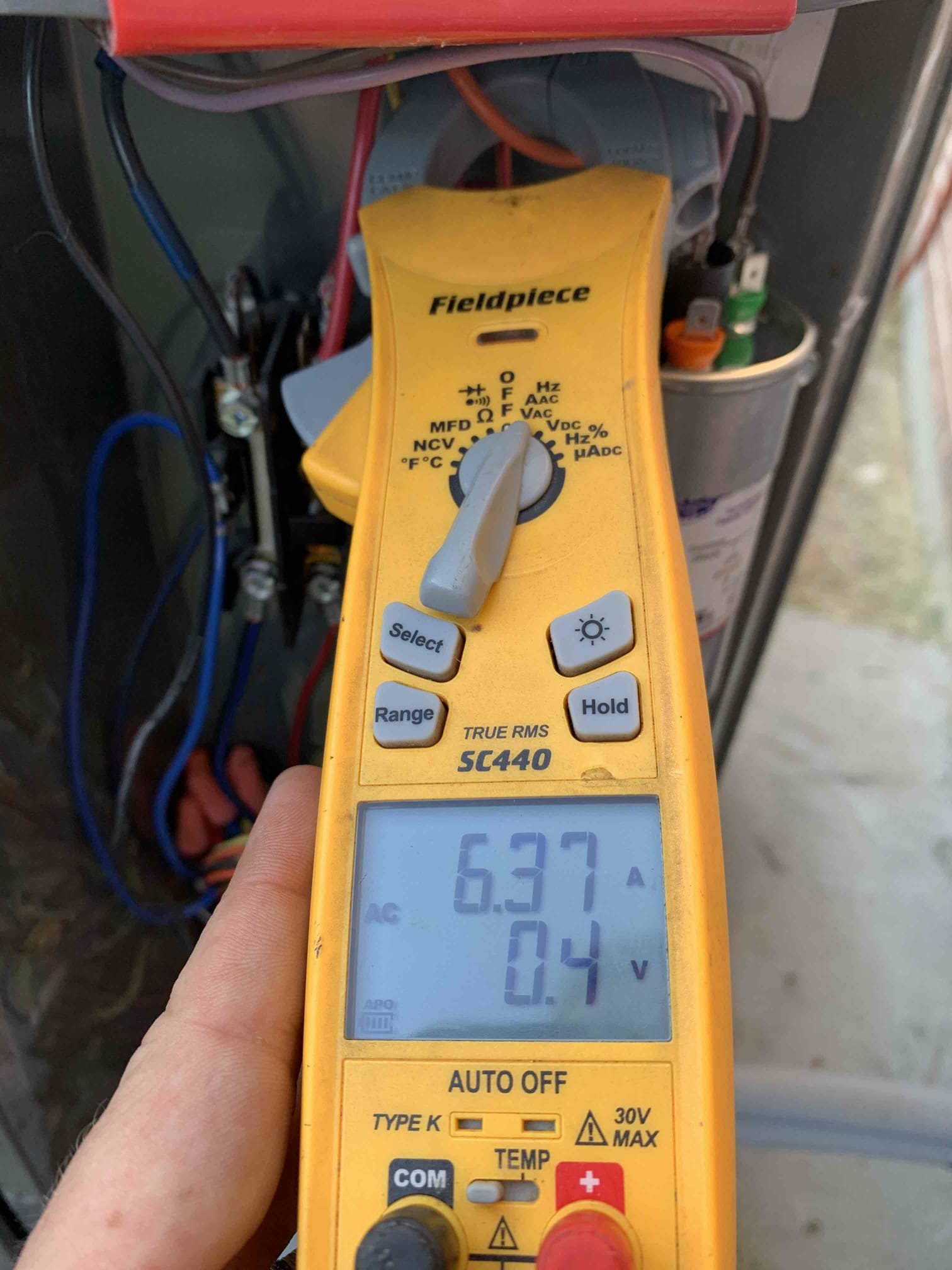 Anna, TX - No cool on single system house. Indoor blower was running but outside condenser was only making a humming noise. Checked capacitor and it was completely dead. Customer opted for generic capacitor with 30 day warranty. Tested system after repair. Measured amp draw on compressor and fan motor. System is cooling at this time. 