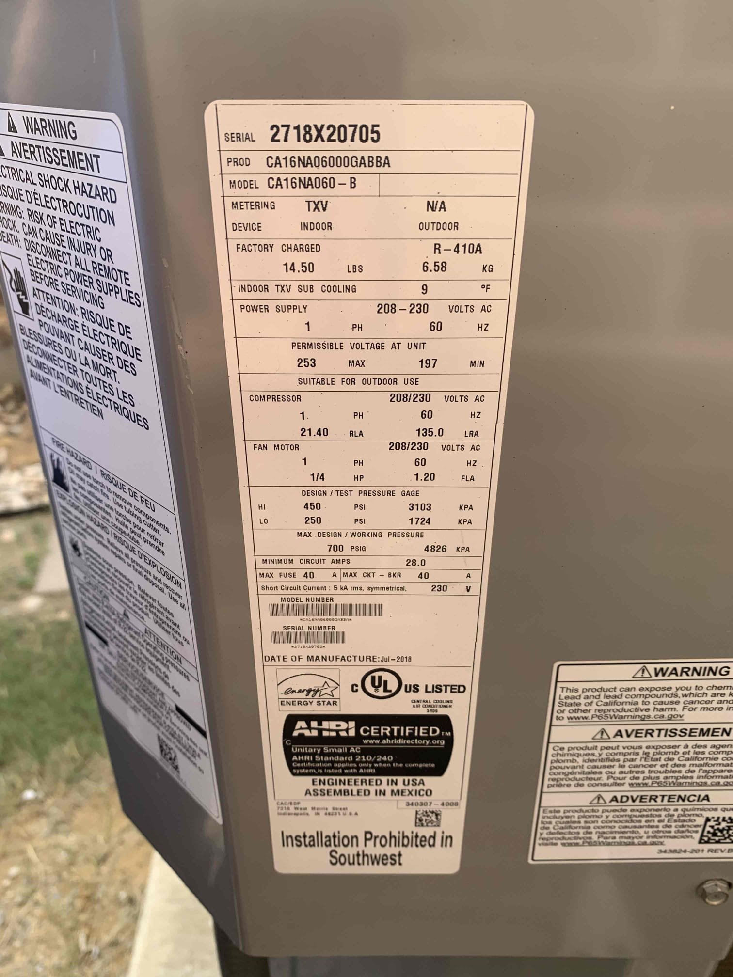 Celina, TX - No cool on zoned system. Indoor blower was running but condenser was not. Condenser was making a humming sound. Checked capacitor and it is completely dead. Replaced capacitor with new one that comes with 5 year warranty. Tested system after repair. Measured amp draw on compressor and fan motor. System is cooling at this time. 