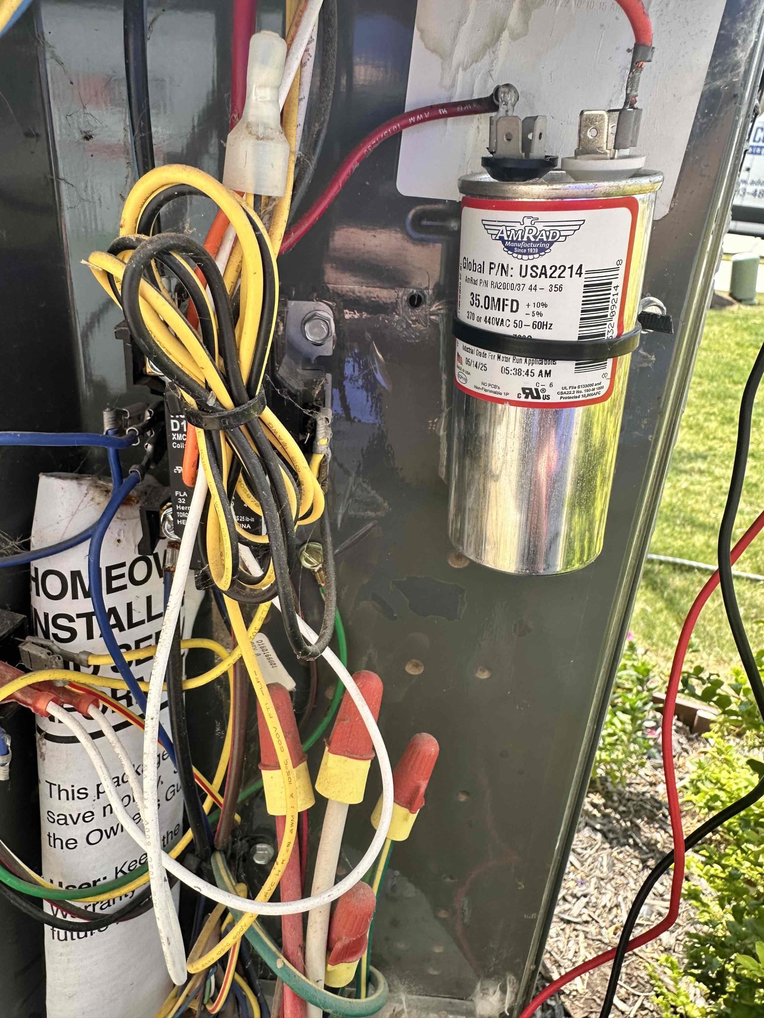 2 system AC maintenance. Replaced filters provided by customer. Checked temperature drop across systems. Checked operation of drain lines and treated them with drain solution. Both systems have safety shut off switches installed. Next, went outside to condensers. Measured amp draw on compressors and fan motors. Checked capacitors and contactors. Capacitor for kitchen unit is dead. Manager approved replacement using upgraded capacitor with 5 year warranty. Cleaned condenser coils using water. Systems are cooling at this time. 