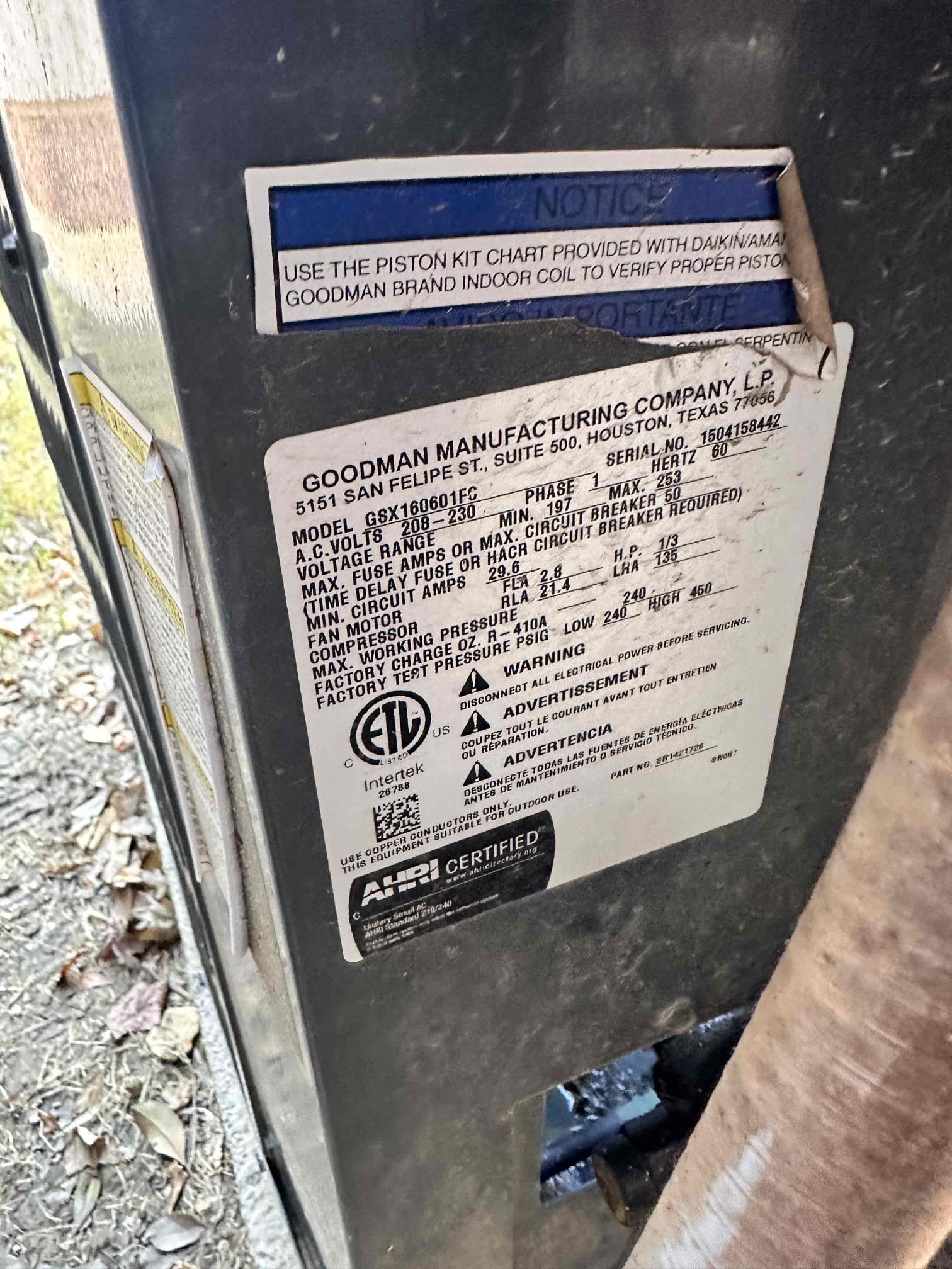 Gunter, TX - Arrive for no cool. System seems to be cooling a little but not very well. Checked refrigerant pressures and they show that evaporator coil is 4°F. Checked coil and it is completely frozen. Need to come back tomorrow to diagnose problem. Power disconnect off that way condenser does not run in the mean time. 