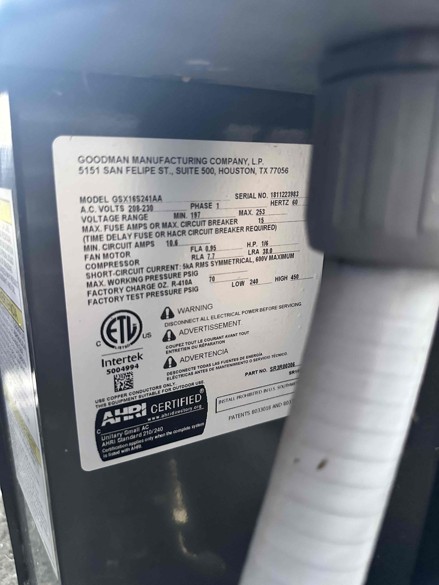 Anna, TX - No cool on upstairs system. Customer stated that system was not cooling very well. Thermostat was set to 69° on arrival and was 72° upstairs. Checked temperature drop across system and getting 17° difference. Drain line is clear and float switch is not being tripped. Checked refrigerant pressures and subcooling was a little low. Customer approved adding 1 lb of refrigerant and seeing if this helps, declined leak search at this time. After adding refrigerant subcooling came up to an acceptable range. Temperature split dropped by 2° as well. Thermostat is down to 71° after system has been running while we were working. System is cooling at this time. 
