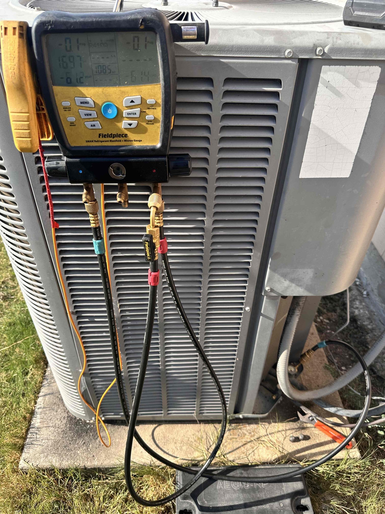 Anna, TX - Arrive for no cool. Customer stated breaker was tripping. Also before breaker was shutting off, system was not able to keep up with set temperature. Inspected breaker and determined that it won’t stay on its own. This will need to be replaced by an electrician. While we were there, connected gauges to system. It is completely empty. Customer is getting breaker fixed and then we will come out to check compressor and search for a leak. If leak is found in the coil, system will need to be replaced due to it being out of warranty and type of refrigerant. Talked with realtor and she is going to talk to the homeowners. 