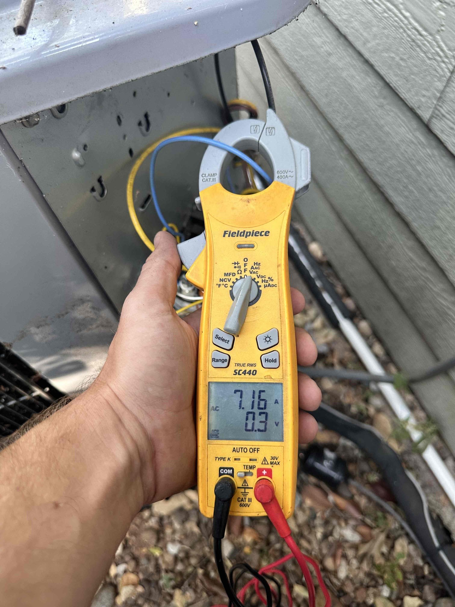 Pottsboro, TX - Arrive for no cool on upstairs system. Indoor blower was on but condenser was not running. Took panel off unit and noticed capacitor was swollen. Capacitor needs to be replaced. Customer approved replacement of capacitor using upgraded turbo with a 5 year warranty. Tested system after repair was made. Measured amp draw on compressor and fan motor, both are within acceptable range. Checked temperature at supply grill, getting 62° with 80° return. System is cooling at this time. 