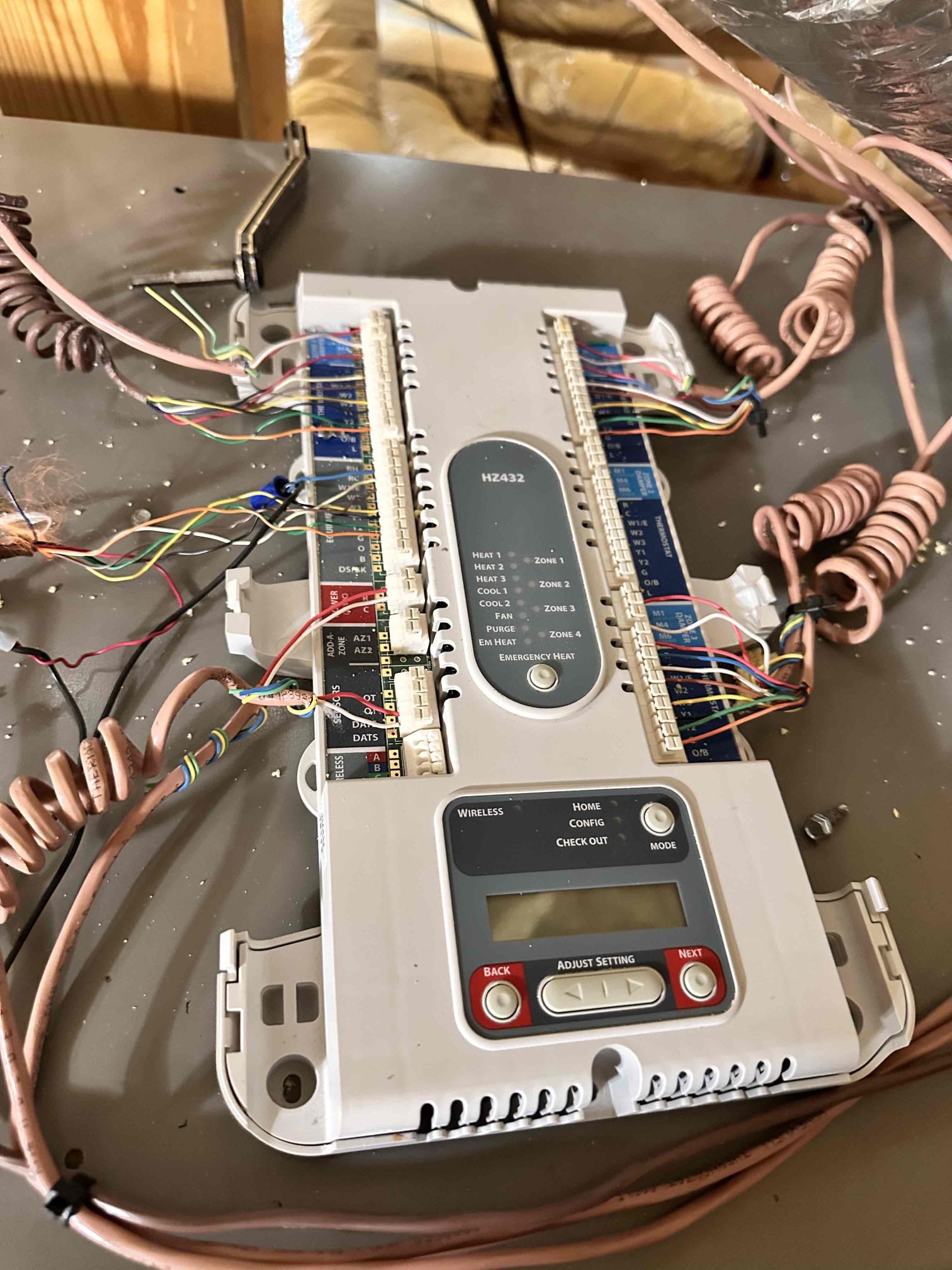 Gunter, TX - Honeywell HZ432 Zone Control Panel Replacement

Scope of Work
• Remove existing Honeywell zoning control panel
• Install new Honeywell HZ432 zone control panel
• Reconnect existing thermostats, zone dampers, and HVAC equipment controls
• Configure the zone panel for proper system operation
• Test thermostat communication and zone operation
• Verify system shuts down properly when all thermostats are satisfied

Diagnosis Findings
• During testing, the reported issue could not be recreated
• System operated correctly and shut down when all thermostats were turned off
• Based on the reported intermittent issue, the Honeywell zone control panel is suspected of intermittently sending a cooling call when no thermostat is requesting cooling
• Customer will continue monitoring the system for recurrence of the issue

Materials & Equipment
• Honeywell HZ432 Zone Control Panel
• Wiring connections and miscellaneous installation materials as needed

Special Notes
• Replacement of the zone control 