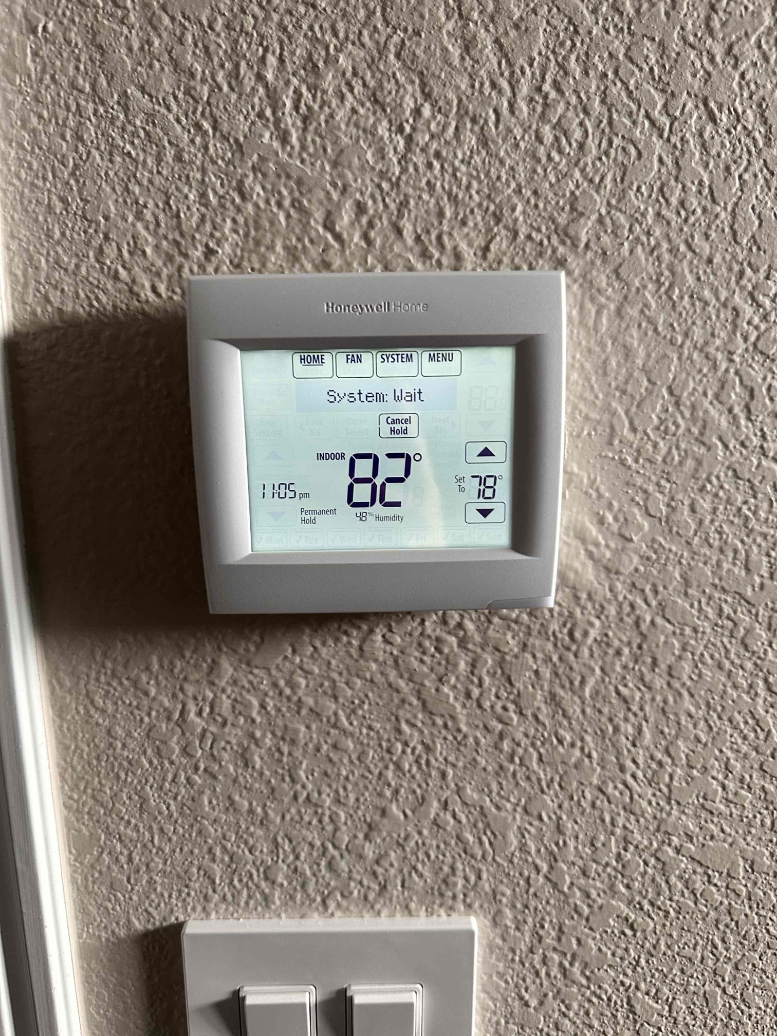 Frisco, TX - Installing WiFi Honeywell 8000 thermostat. Removed old thermostat and noted the wiring. Connected new thermostat and mounted it level. Went through install settings and adjusted them accordingly to the system. Tested thermostat after install. System is cooling at this time. 