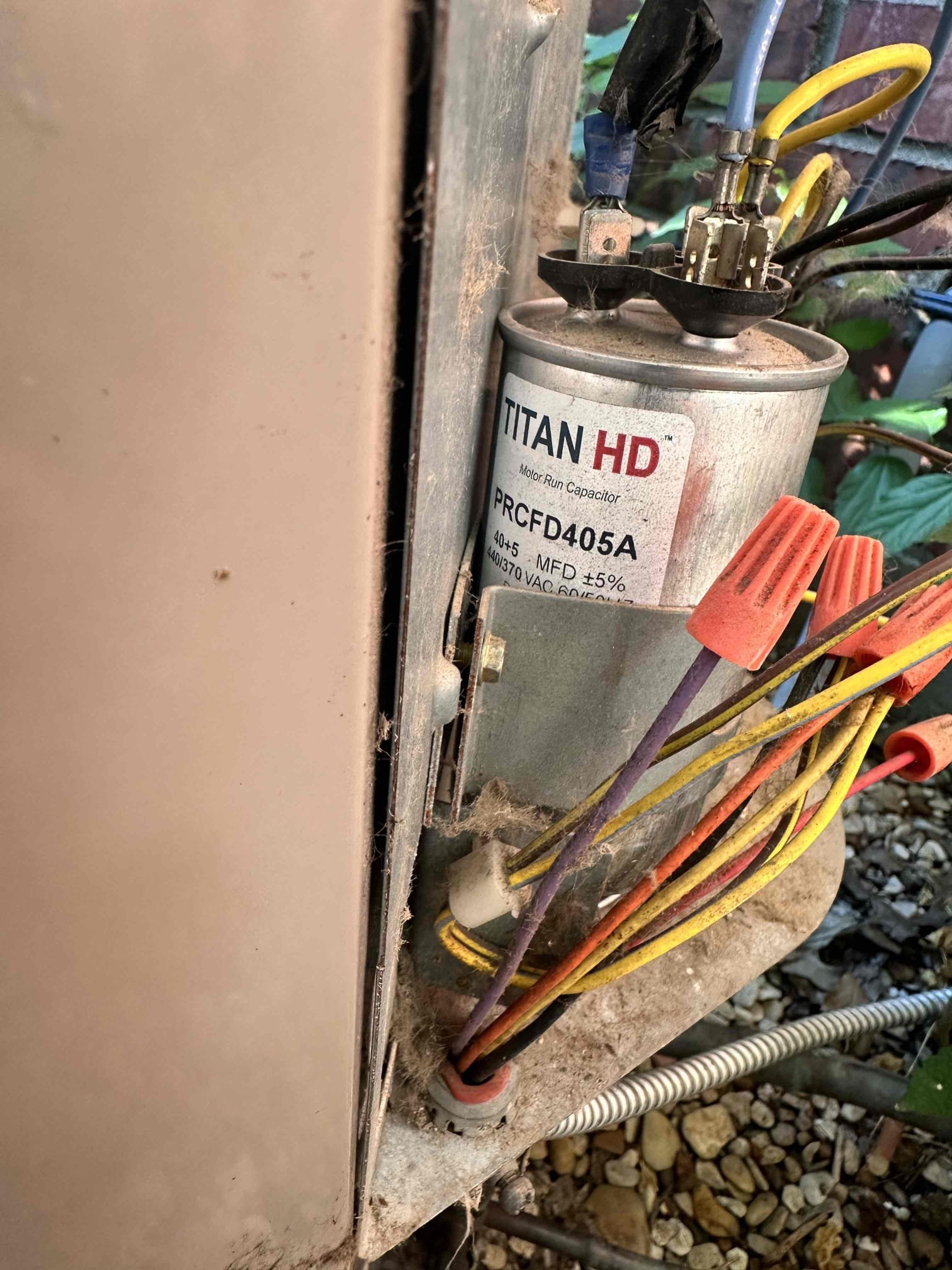Arrive for no cool on upstairs system. Indoor blower is running but condenser is not. Found capacitor swollen and dead. Customer approved replacement of capacitor. Tested system operation after repair. System is now cooling. 