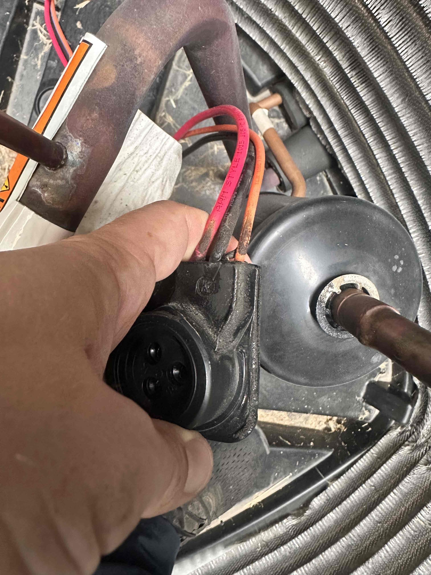 Anna, TX - Compressor was making bad noise and then shut off. Customer tried resetting breaker and it would not stay on. The breaker that would keep turning off was for the indoor unit. Found the breaker was turning off on its own, this is a problem with the breaker and not the unit. Checked outside unit and compressor. When checking resistance on compressor, I found that there were burn marks at the contactor. Replaced contactor under parts and labor warranty. Compressor wiring harness is also burnt and needs to be replaced. Office is getting harness and we will come back out to install it. 