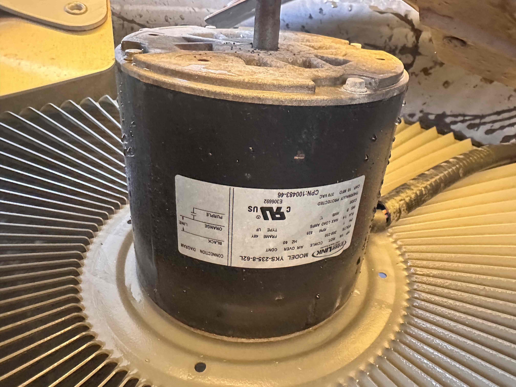 Celina, TX - Arrive for no cool on single system. Customer stated that system was making very loud noise and not cooling. She had another company out in June, they said the fan blade was not balanced so they cleaned it. Turned system on and system started shaking badly. Took top off and found that motor shaft had a ton of play in it. Fan motor needs to be replaced. Condenser is under warranty until 2028. 
