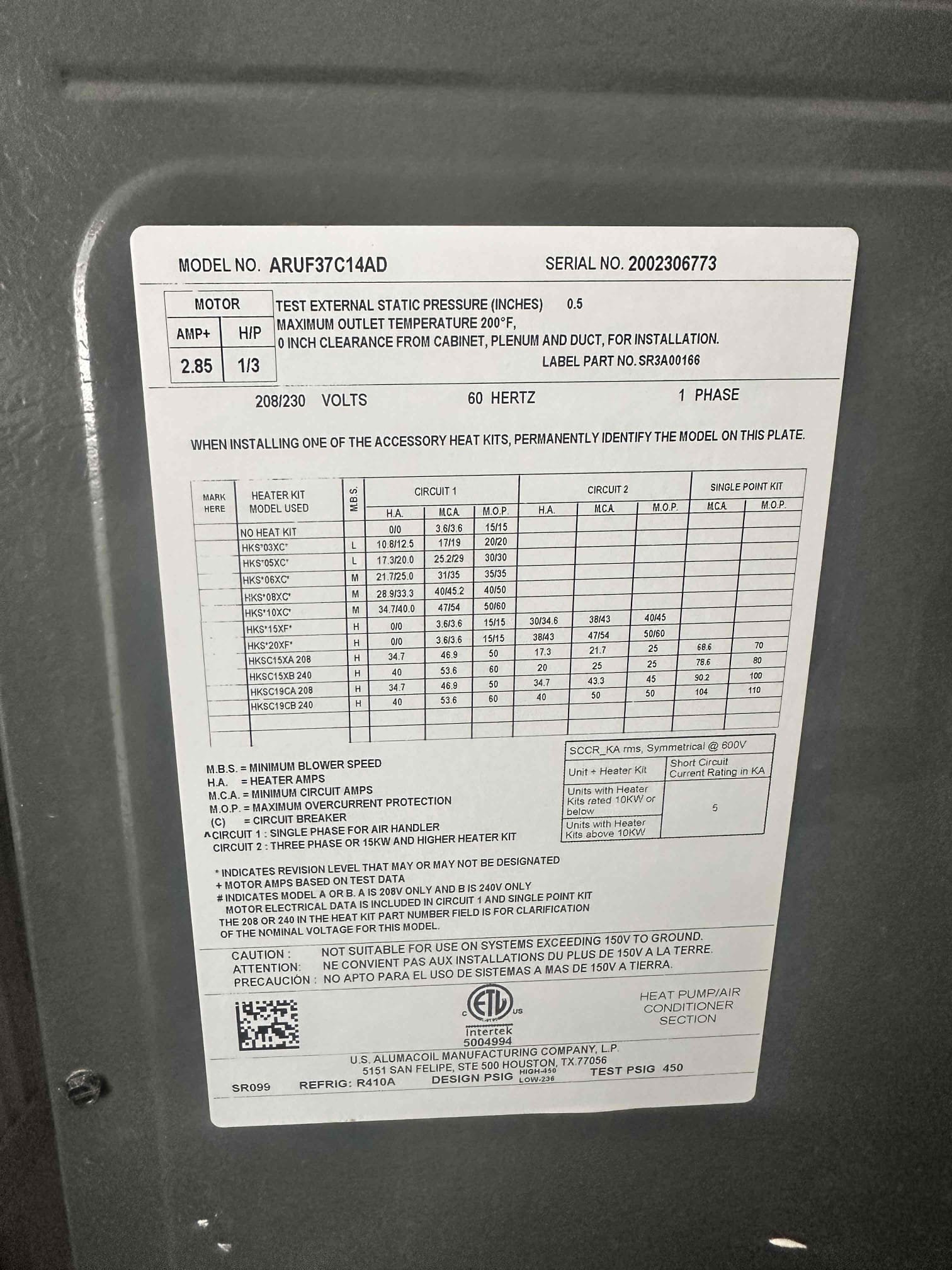 Dallas, TX - Arrive for no cool on downstairs system. Main downstairs system is cooling correctly, getting 70° return and 50° supply temperature. System serving bedroom area is not cooling at all. Went outside to condenser and checked refrigerant pressures. System is very low on refrigerant. Noticed oily residue around reversing valve. Found that true suction line rubbed against big suction line and put a hole in it. Hole in copper line needs to be patched with solder and filled back up with refrigerant. This includes replacing filter line dryer. Install is coming back out later today to repair it. 