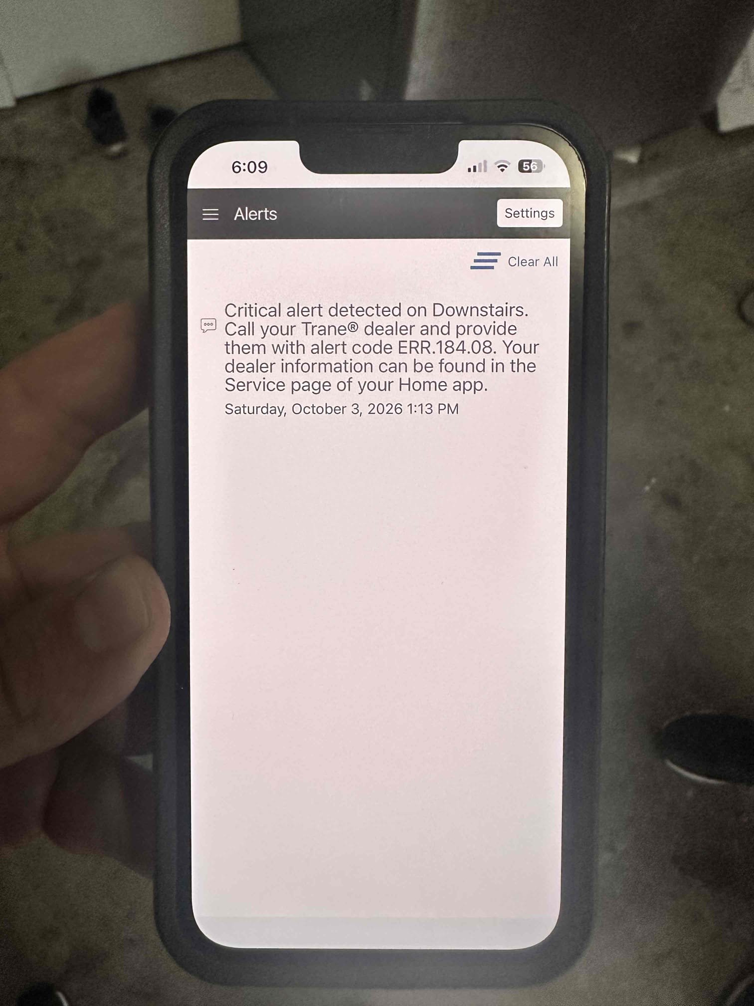 Van Alstyne, TX - Arrive for no Cool on zone system. Thermostat had critical error on it, stating no communication with outdoor unit. Went to main breaker panel and found that breaker for outdoor unit was turned off. Customer had tried to reset breakers and accidentally left the condenser breaker off. After powering on condenser, communication was reestablished. After five minute delay, system started cooling. Upstairs and downstairs zones are both cooling at this time.