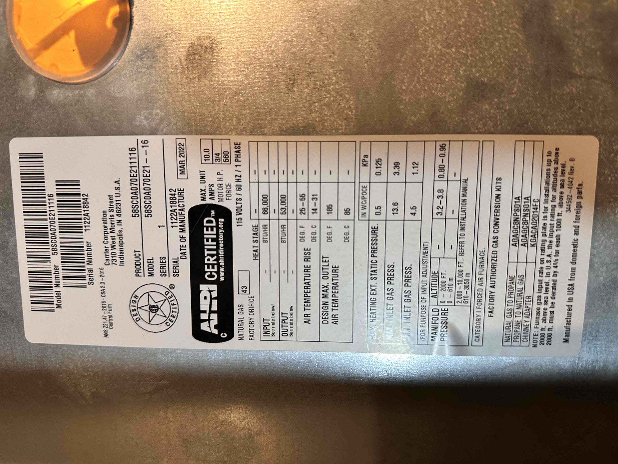 Anna, TX - 2 system heating maintenance. Customer did not have replacement filters, they will get them to be replaced. Removed and cleaned flame sensors. Checked resistance on hot surface igniter. Measured microamps on flame sensors, both are within acceptable range. Checked blower motors and wheels. Set thermostat to heating and watched system go through sequence of operation. All limit switches are pressure switches are functioning correctly. Flames are healthy with solid blue color. Measured amp draw on blower motor and inducer motor. Checked temperature rise across system. Both are heating properly at this time. 