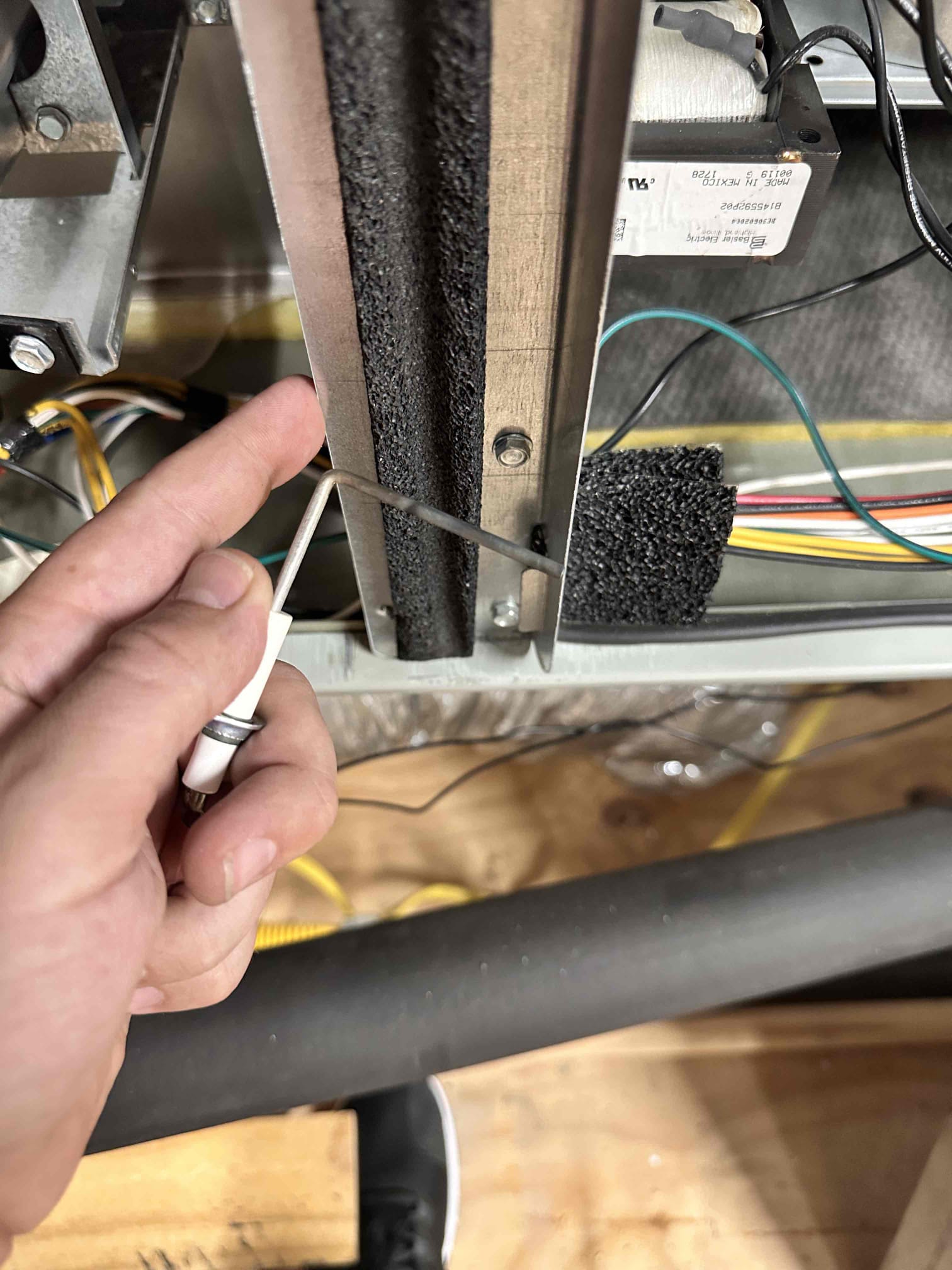 Anna, TX - 1 system heating maintenance. Customer replaces their own filter. Removed and cleaned flame sensor. Checked resistance on hot surface igniter. Measured microamps on flame sensor, it is within acceptable range. Checked blower motor and wheel. Set thermostat to heating and watched system go through sequence of operation. All limit switches and pressure switches are functioning correctly. Flames are healthy with solid blue color. Measured amp draw on blower motor and inducer motor. Checked temperature rise across system. System is heating properly at this time. 