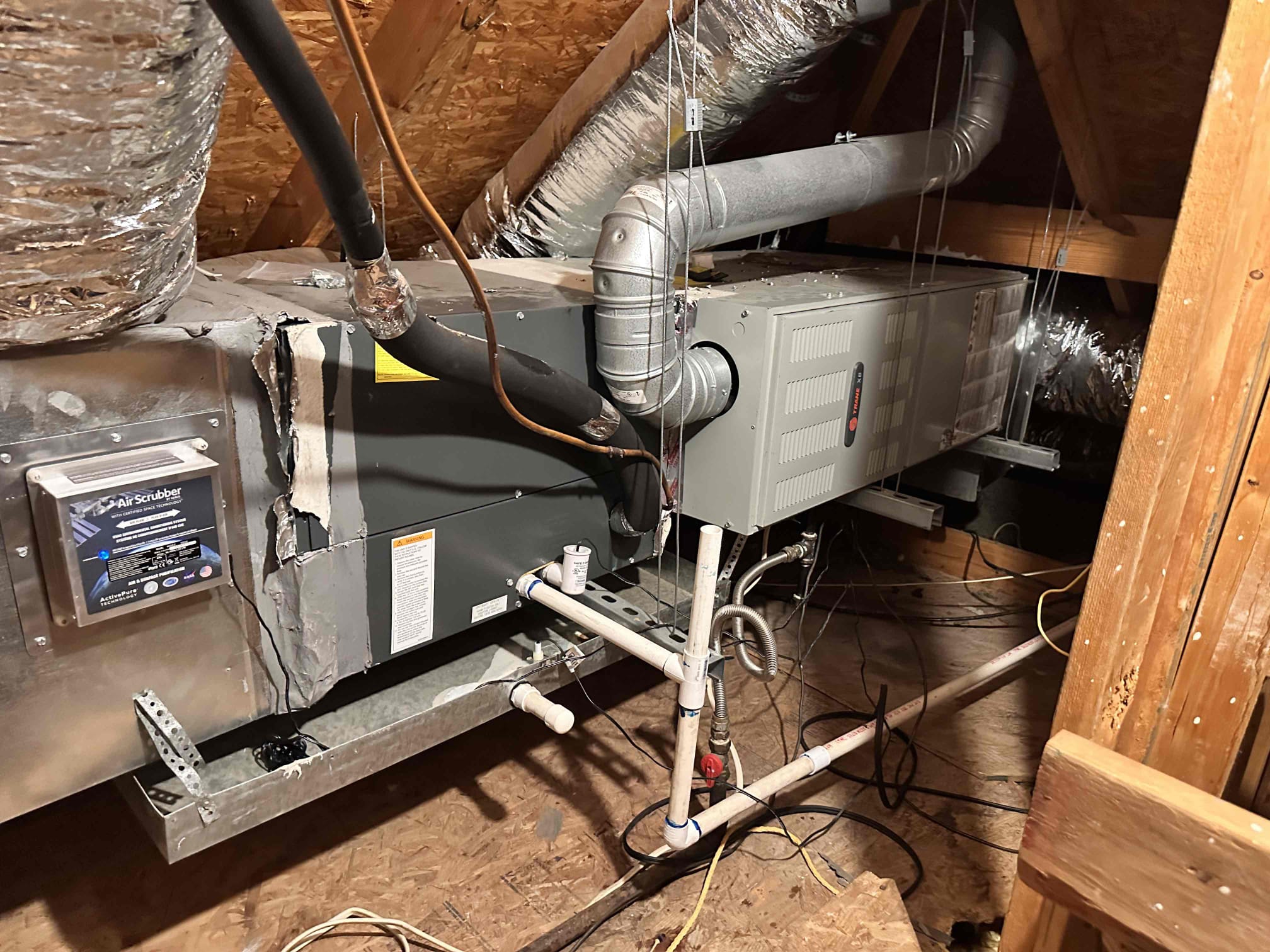 Dallas, TX - Arrive for no Cool on bedroom system. Thermostat was set to cool and indoor blower was running, but not blowing cold air. Went outside to condenser and it was not running. 24v is getting to the condenser but is not going through the pressure switches. Checked refrigerant pressure and it is very low. Performed leak search on system. Found leak in evaporator coil. Coil is out of warranty which means that system will need to be replaced. When outside unit is replaced, we will need to fix kink in line set coming out of the wall. Jesse will reach out to customer about replacement tomorrow.
