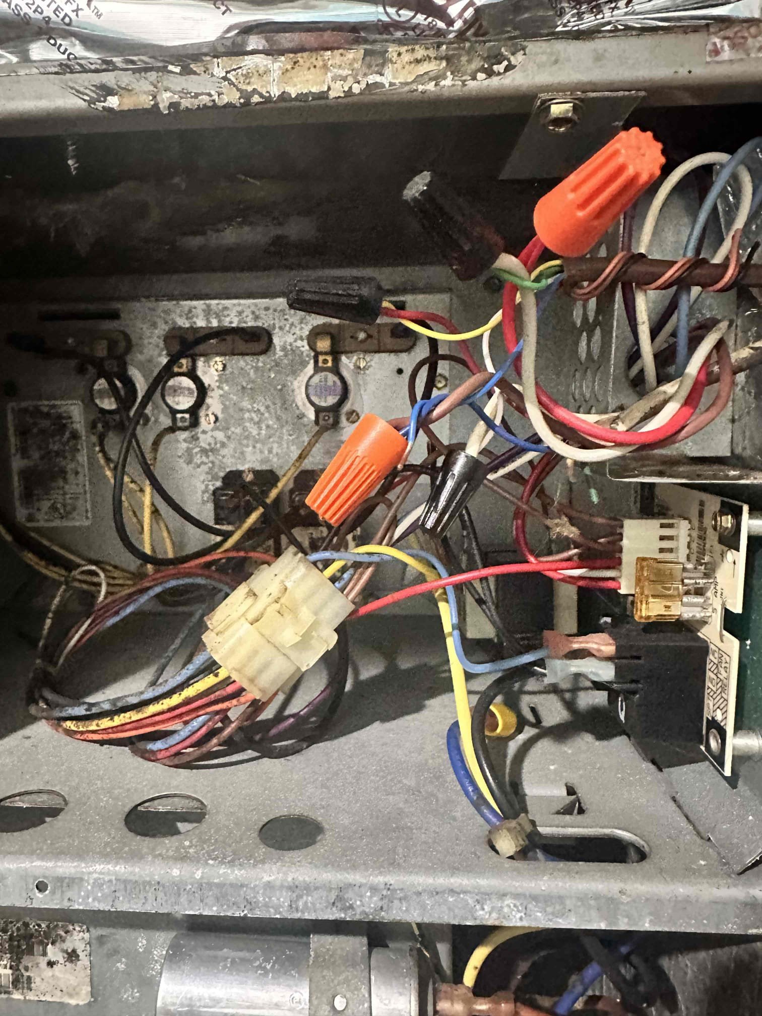 Pottsboro, TX - Arrive for no cool on single system house. Customer stated that it was running fine until Sunday and then it stopped cooling. After they left it off for a day and tried it again, it came back on like normal. Checked wiring to unit. Found that when I moved the wires around, the thermostat would restart. The common wire inside the air handler was not connected tightly and it came out of wire nut. Fixed wiring and tested system. The first time I turned it on, the blower motor did not turn on with the rest of the system. Capacitor for blower is out of acceptable range, this could have caused the blower to not come on. Replaced capacitor for motor. Tested system after repair and everything came on and cooled properly. Tested amp draw on blower motor. System is cooling at this time. 

Also performed heating maintenance. System is electric heat only with straight AC condenser. Set thermostat to heating and checked amp draw on electric heat strips. All heating elements are running. Measured te