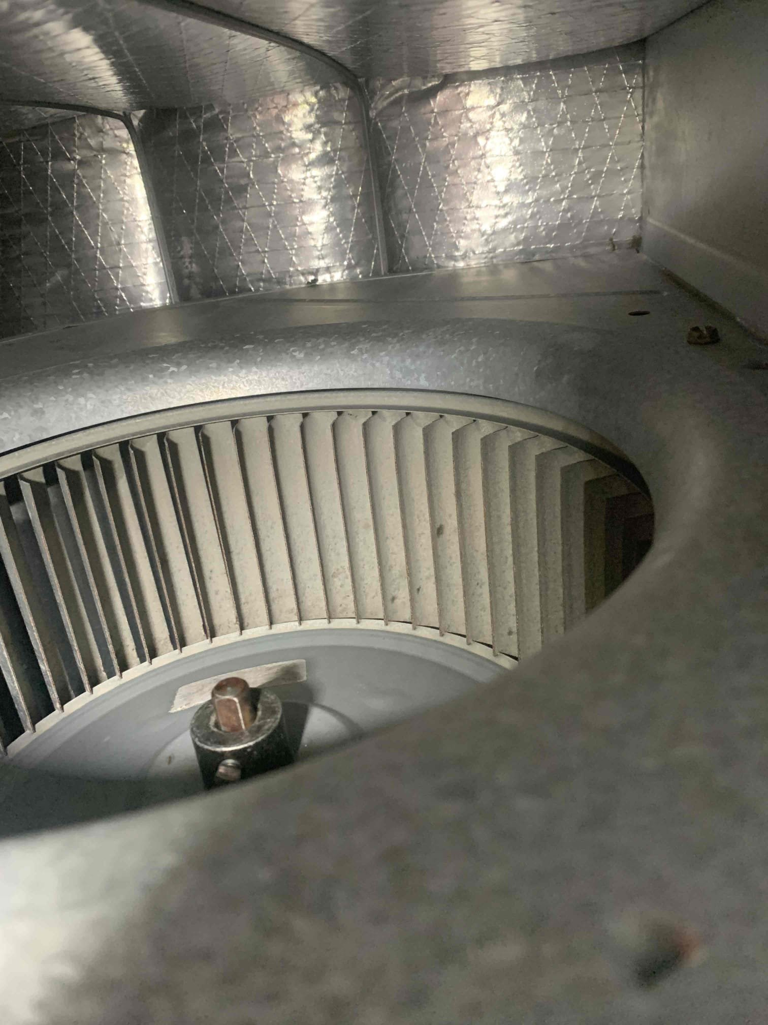 Anna, TX - Performed evaporator coil and blower wheel cleaning. Removed blower wheel and pulled assemble apart. Sprayed foam cleaner on wheel and let it soak. Sprayed wheel off with high pressure water to remove remaining spots. Used jetter to deep clean evaporator coil. Cleaned surfaces using disinfectant cleaner and wipes. Reinstalled blower wheel. Tested system after cleaning. System is operational at this time. 