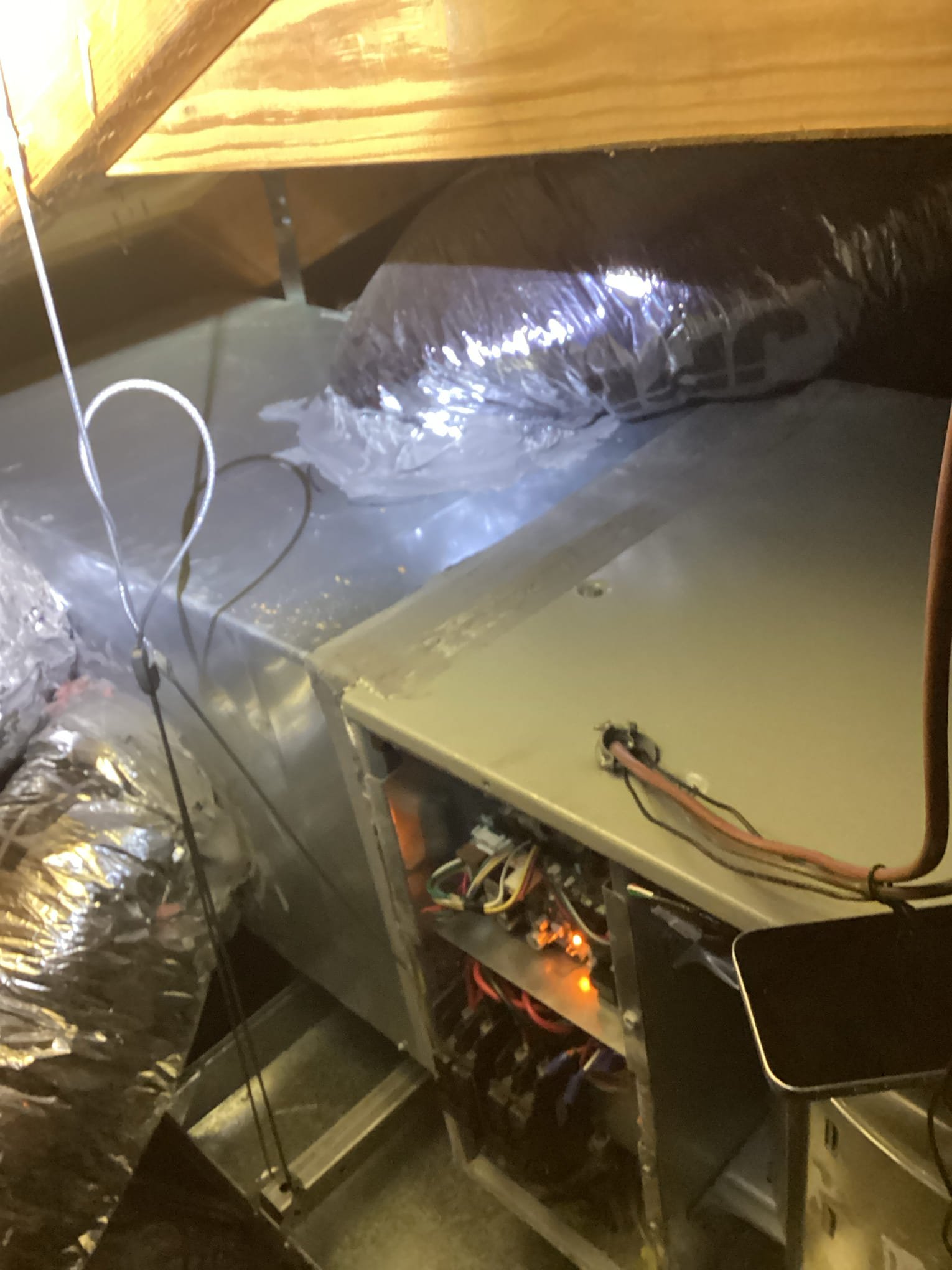 Sherman, TX - Perform heat maintenance on system. Checked all components on system and everything checks out. Home has very low level. Insulation estimates have been sent to customer. Customer is interested that our 49 estimate. Treated drain lines. Changed filter filter for customer. Advised customer to change Filter on system a little more often. Customer told me filter had been in for about eight months. Inspected ductwork and evaporator coil. Inspected blower wheel. Washed condenser outside off and cleaned all electrical components off outside as well. System is currently running at this time. 