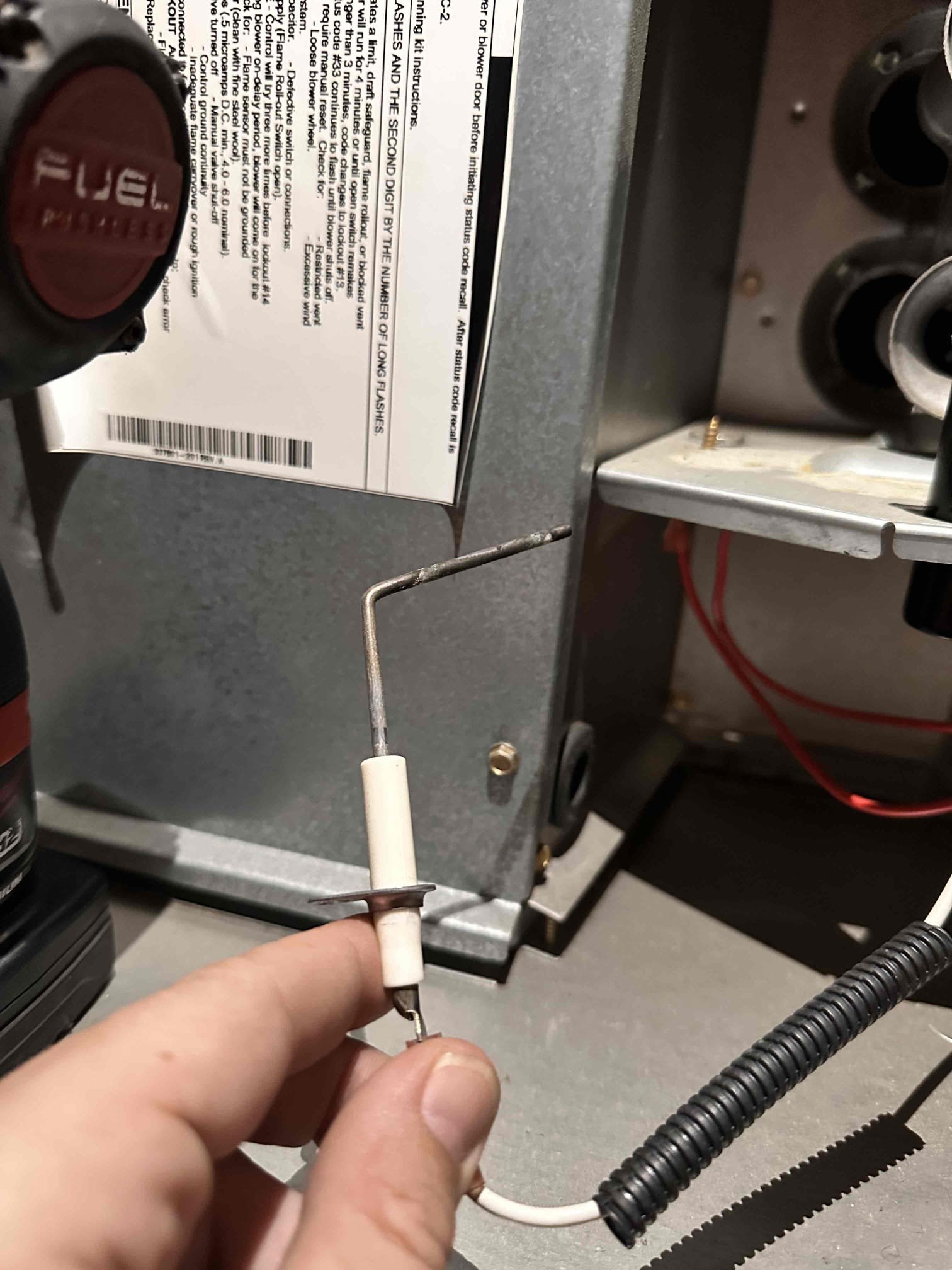 Customer was having problem not too long ago with it being very humid in the house. It lasted a day or two but hasn’t been bad since then. System was still cooling to temperature. I checked refrigerant pressures and temperature drop across system. Pressures and subcooling are good. Temperature split was 19°, 72° return and 53° supply. Poured water down drain line and it was draining slowly. If water had backed up into the coil, this would cause high humidity in the house. Customer approved clearing drain line. It is now draining completely and not getting slowed down. 

Customer wanted heating checked out as well. Signed her up for maintenance to get the heating checked now. Then we will come back out in the spring to check and perform the maintenance for the cooling side. 

1 system heating maintenance. Customer replaces their own filter. Removed and cleaned flame sensor. Checked resistance on hot surface igniter. Measured microamps on flame sensor, it is within acceptable range. Chec