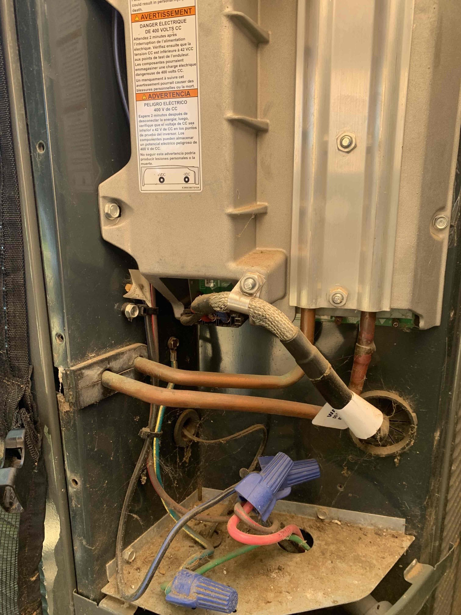 Denison, TX - 1 system heat pump heating maintenance. Replaced water cell for humidifier and powered it back on. Electronic filter is still good and has green lights on indicating it is still clean. Checked operation of drain line and it is clear. System has safety shut off valve on primary drain line. Measured amp draw on blower motor and electric heat strips. All heat strips are running and heat pump is heating properly. Went outside to condenser. Unit does not use a capacitor or contactor in it.  Condenser coils are clear and do not need to be cleaned. System is operational at this time. 