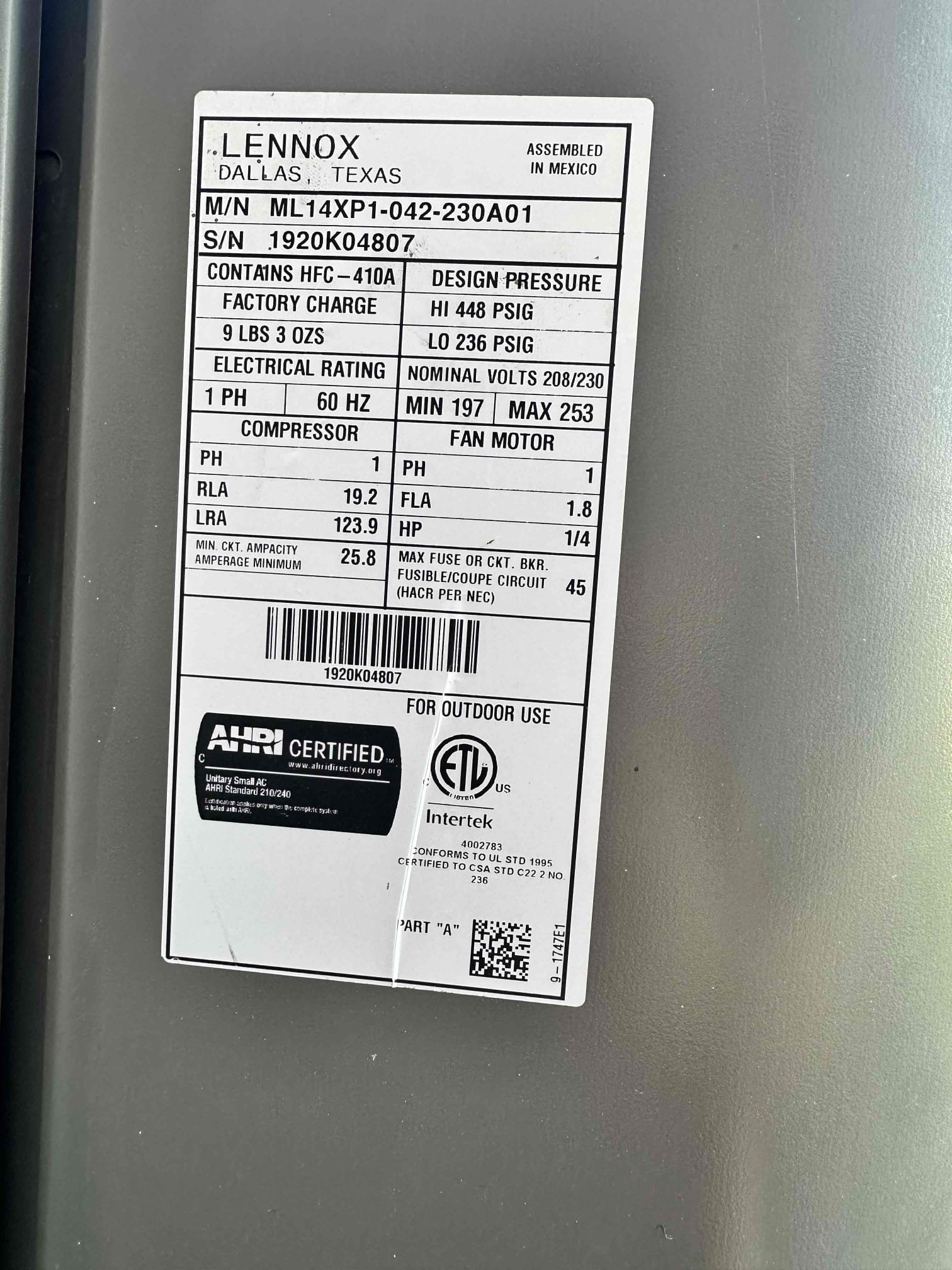Anna, TX - One system heat pump heating maintenance. Replaced filter provided by Customer. Poured water down drain line to verify it was clear. Treated drain line using drain solution since we missed cooling visit. Set thermostat to heating. Checked out heat pump heating as well as emergency heating. Measured amp draw on electric heat strips, all are working. Measured temperature rise across system. Next, checked amp draw on compressor and fan motor. Checked out capacitor and contactor. Starting amp draw on compressor is at maximum limit allowed. Customer approved installing hard start kit to prolong life of compressor. Clean condenser coil using water. Also sent estimate for repairing zone board and dampers like discussed at last visit. System is operational at this time.