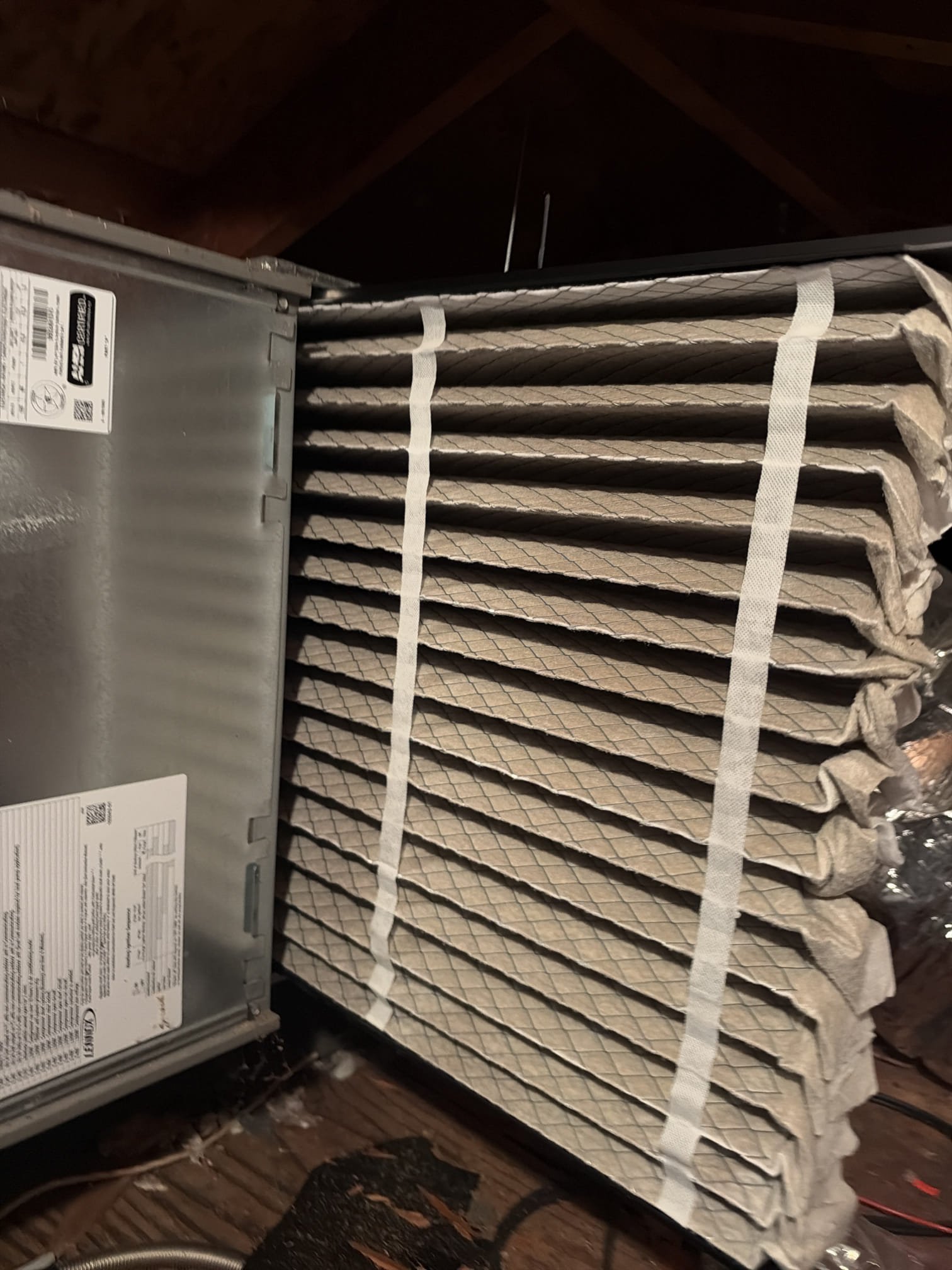 Dallas, TX - performed heat maintenance on system. Checked all electrical components are inducer and blower motor for correct amp draws. Cleaned the flame sensor. Inspected flames on system. Changed filter for homeowner. Took temperature split on system, split was at a 20° split. More than a gallon of water down the drain lines video is uploaded. Took several pictures of insufficient levels of insulation inside home. Brought this up to the customer to his attention. Inspector ductwork and inside of return plenum. Return plenum has some grime built up on it. Inspected outdoor unit. Inside cabinet of system looks good. Condenser coil could use a cleaning. Customer stated he would take care of it himself. Many split maintenance was performed, cleaned out condenser outside, and took split on evaporator head split was at a 22. Filters are very clean. All data tags are uploaded. Systems are currently running at this time