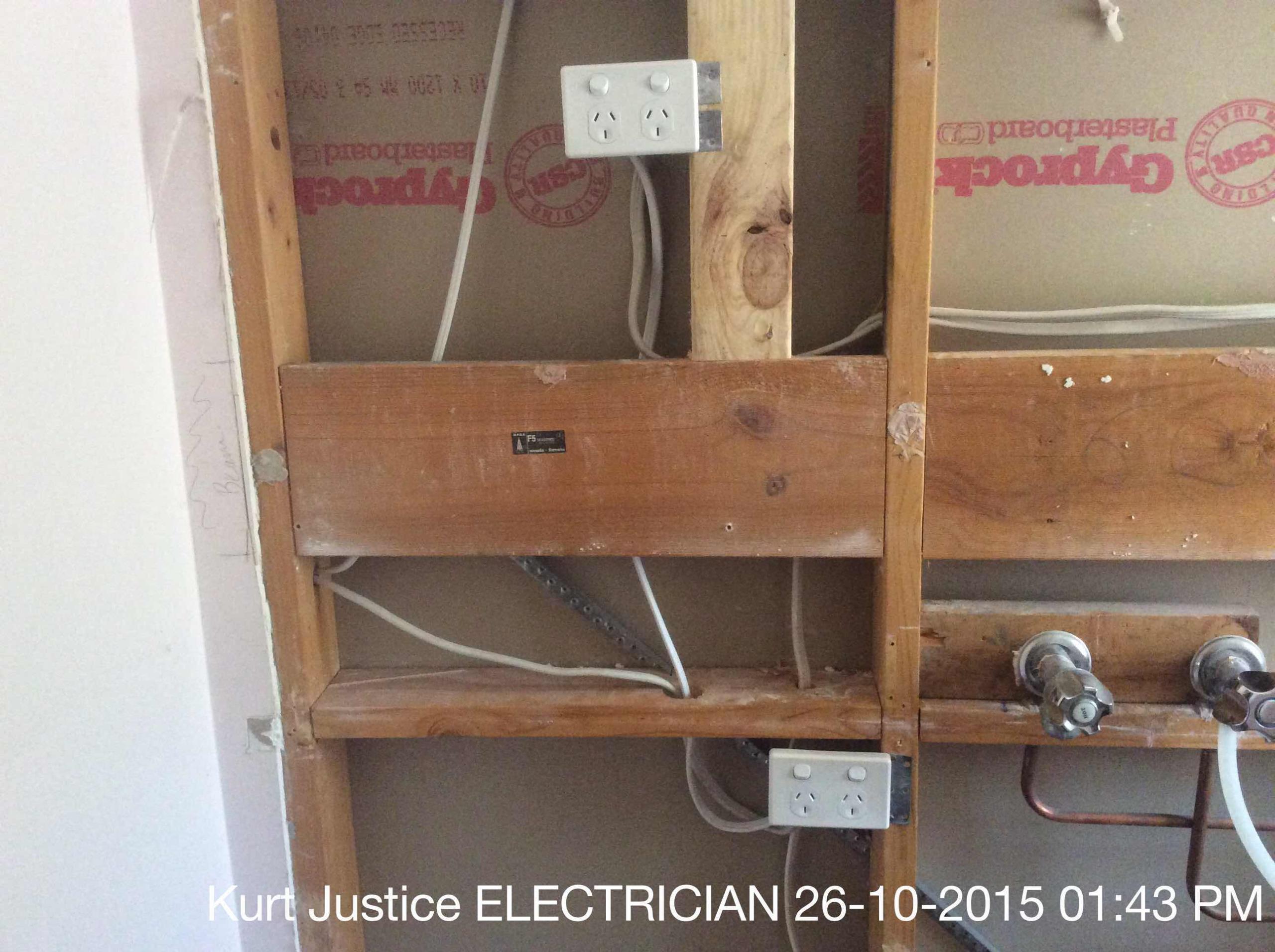 Replace 1 10amp double GPO, install 2 double gpos. Install new main switch