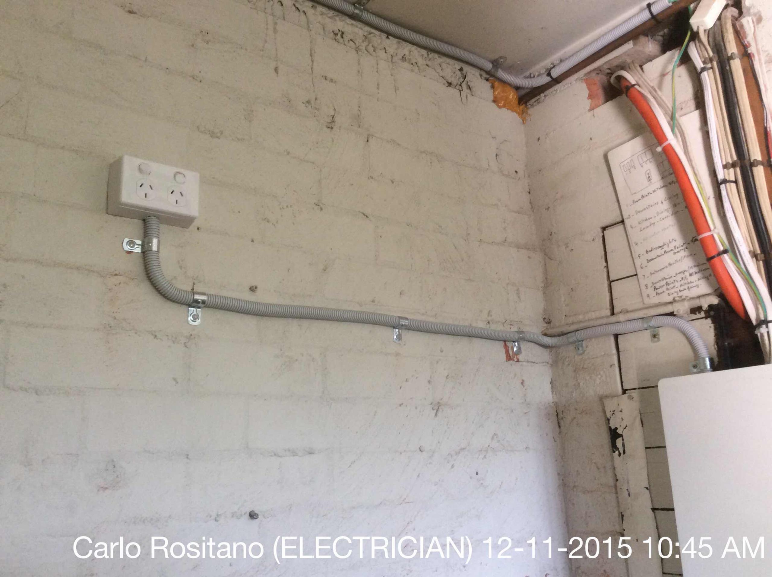 Ran new power circuit in basement next to garage and installed 3 double GPO's