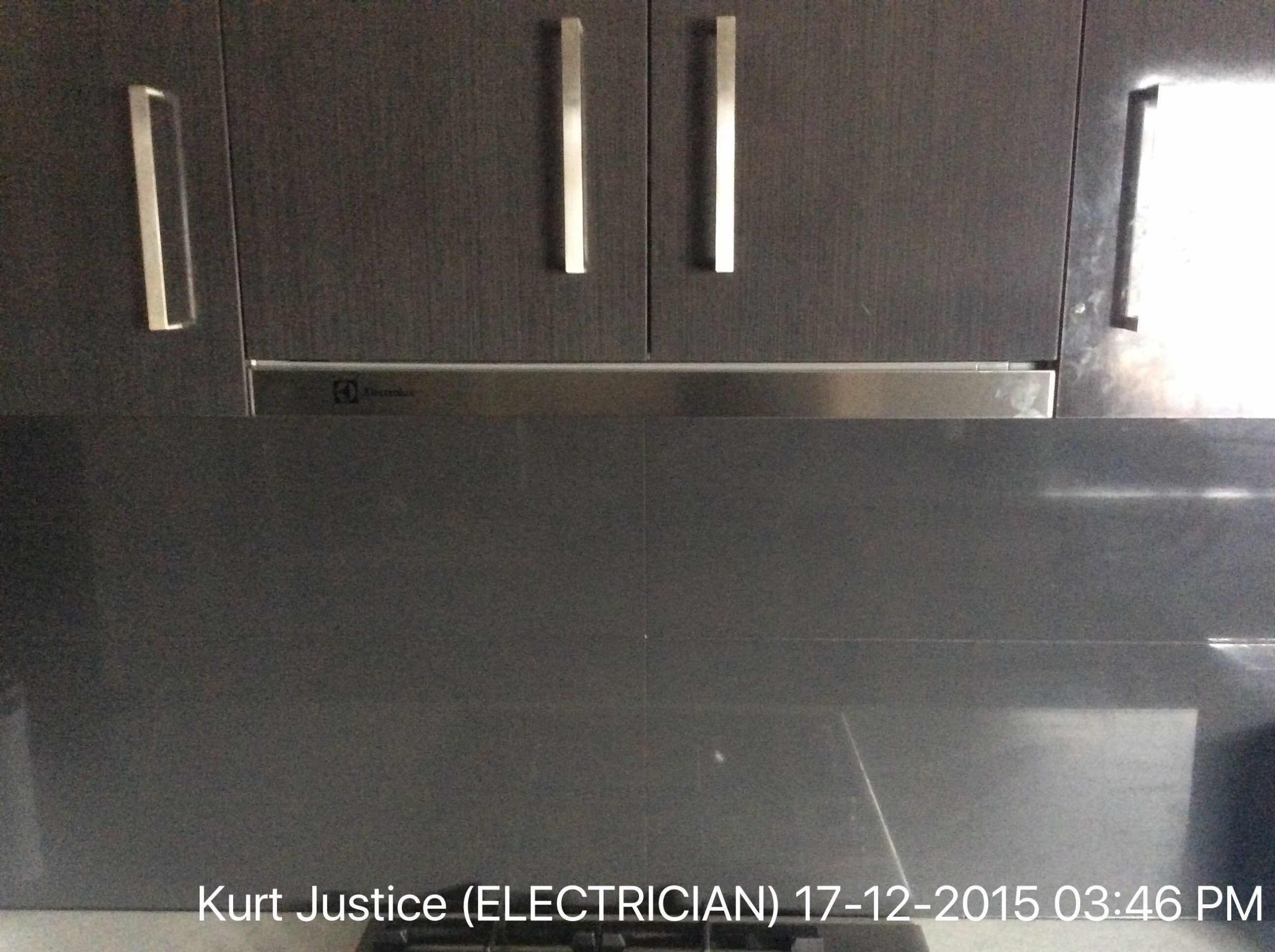 Install customer supplied fixed cupboard rangehood