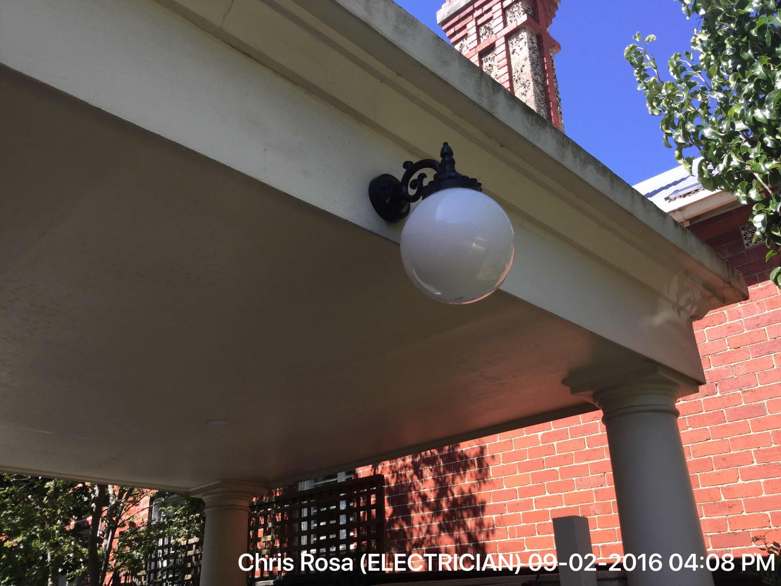 Replaced customer supplied wall light and replaced 2 downlights with LED downlights.