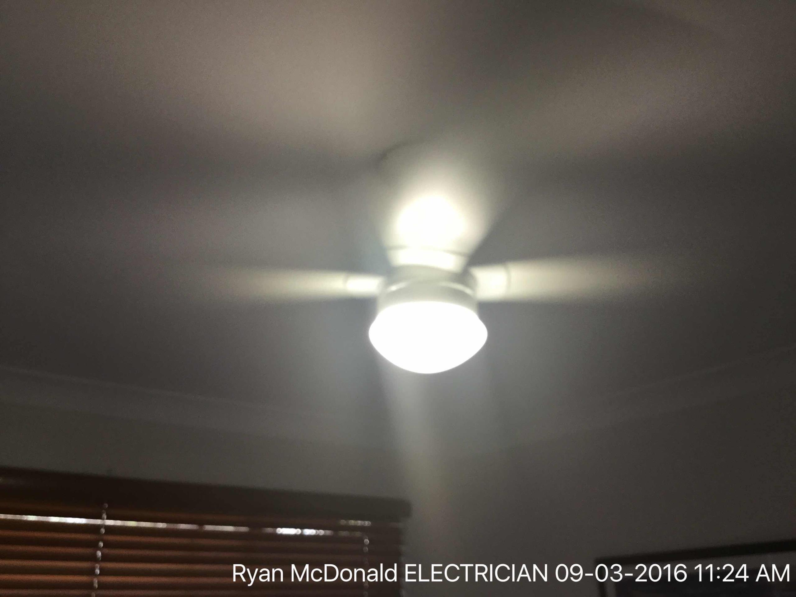 Replace fan in bedroom customer supplied