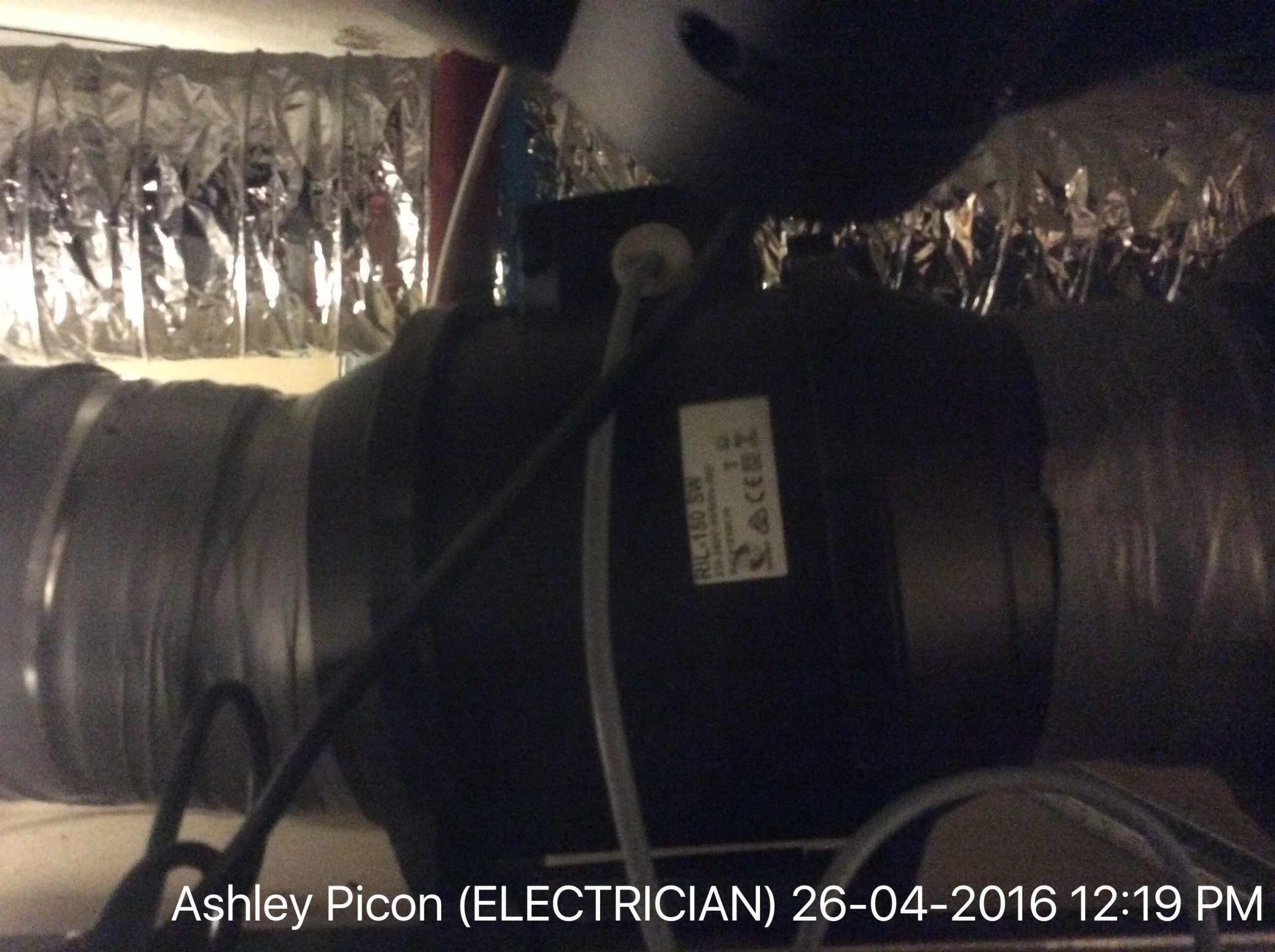 Replaced inlinenexhaust fan, cust thought her old one was more powerful, advised that this one is the same wattage but we would be happy to come and replace if she would like a more powerful one.