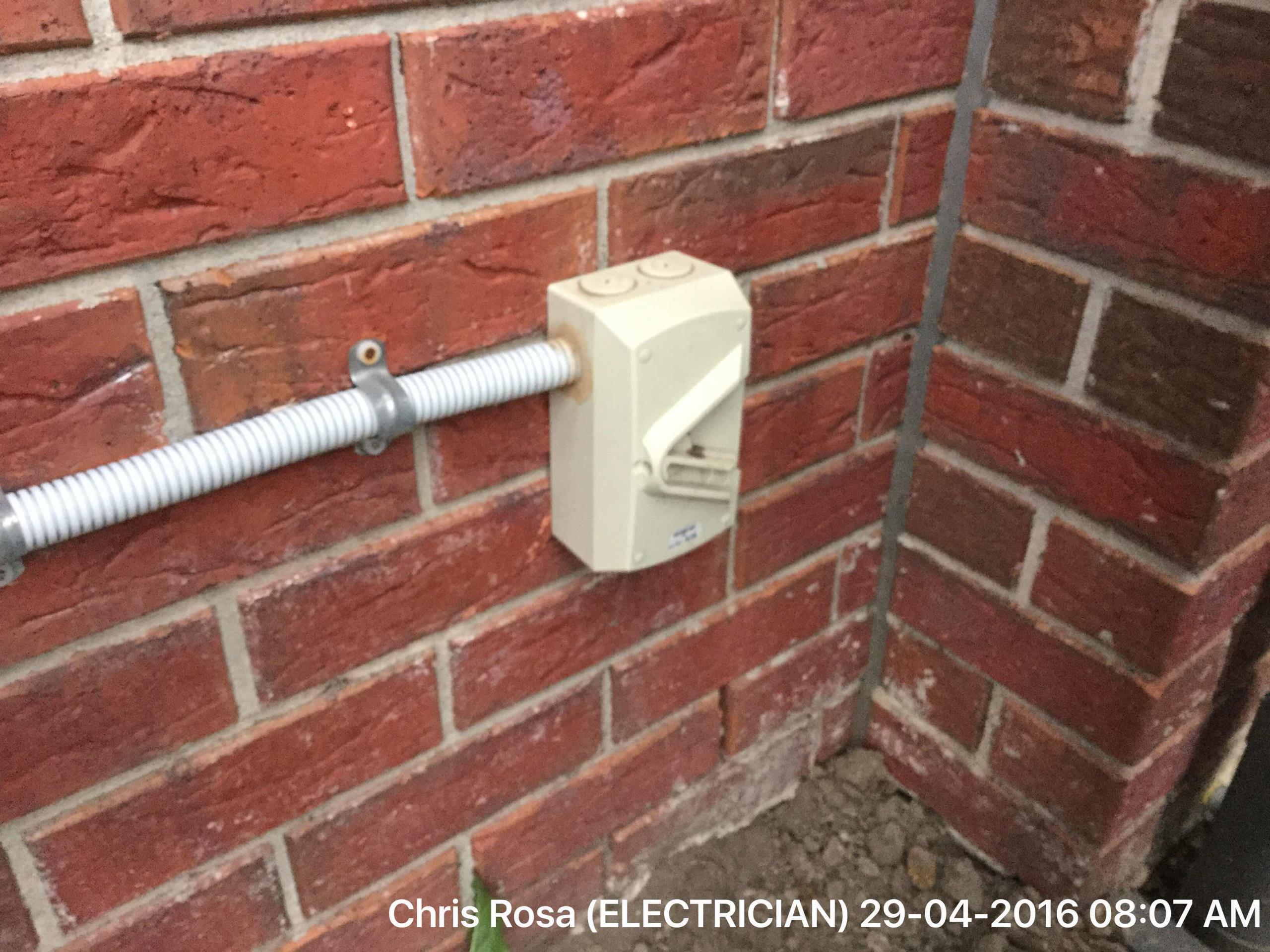 Replaced weatherproof GPO for HWS.
