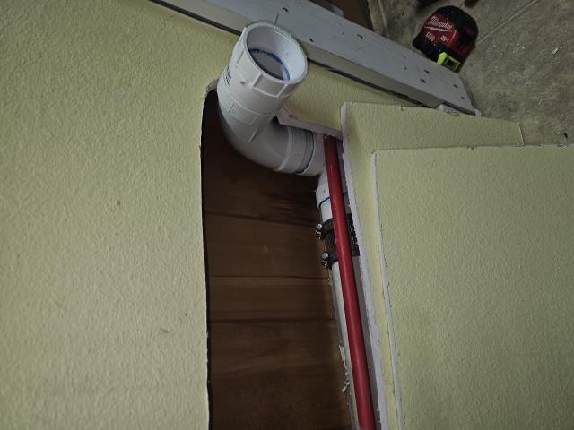 Kilgore, TX - cut wall in laundry and installed clenaout on washer drain Kilgore, TX - cut wall in laundry and installed clenaout on washer drain