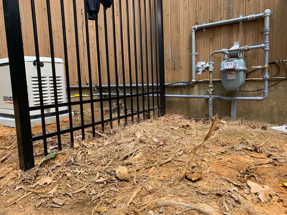 Piped gas line from meter to generator, painted and left on 15 psi of nitrogen. 