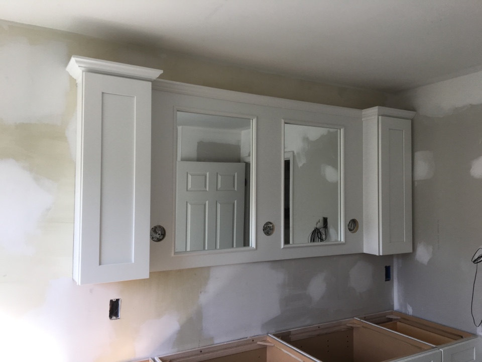 Glen Mills, PA - Almost done the white framed mirrors in this master bathroom remodel. Centered between white shaker style cabinets with plenty of storage. Time to install the gorgeous wall sconces! Stay tuned..... Glen Mills, PA - Almost done the white framed mirrors in this master bathroom remodel. Centered between white shaker style cabinets with plenty of storage. Time to install the gorgeous wall sconces! Stay tuned.....