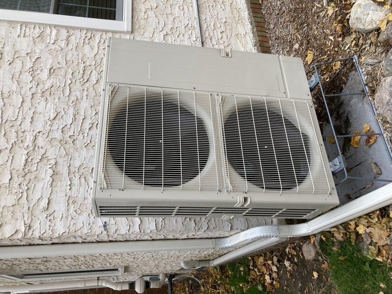 Performed comprehensive tune-up maintenance on two heat pump systems. Inspected outdoor condenser units, cleaned components, verified proper operation, and checked refrigerant lines. Both systems are now functioning efficiently with no operational issues identified.