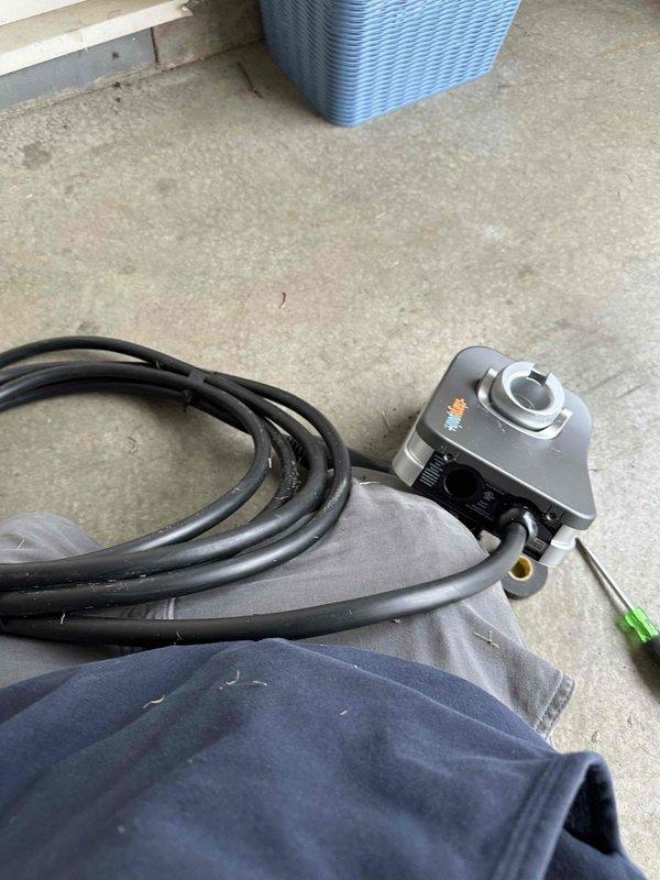 Completed removal of EV charging station (Model CPH50) from premise. Unit was properly disconnected from 208/240 VAC power supply. Testing equipment was utilized to verify power termination before removal. Equipment was successfully extracted and prepared for transport per service request specifications.